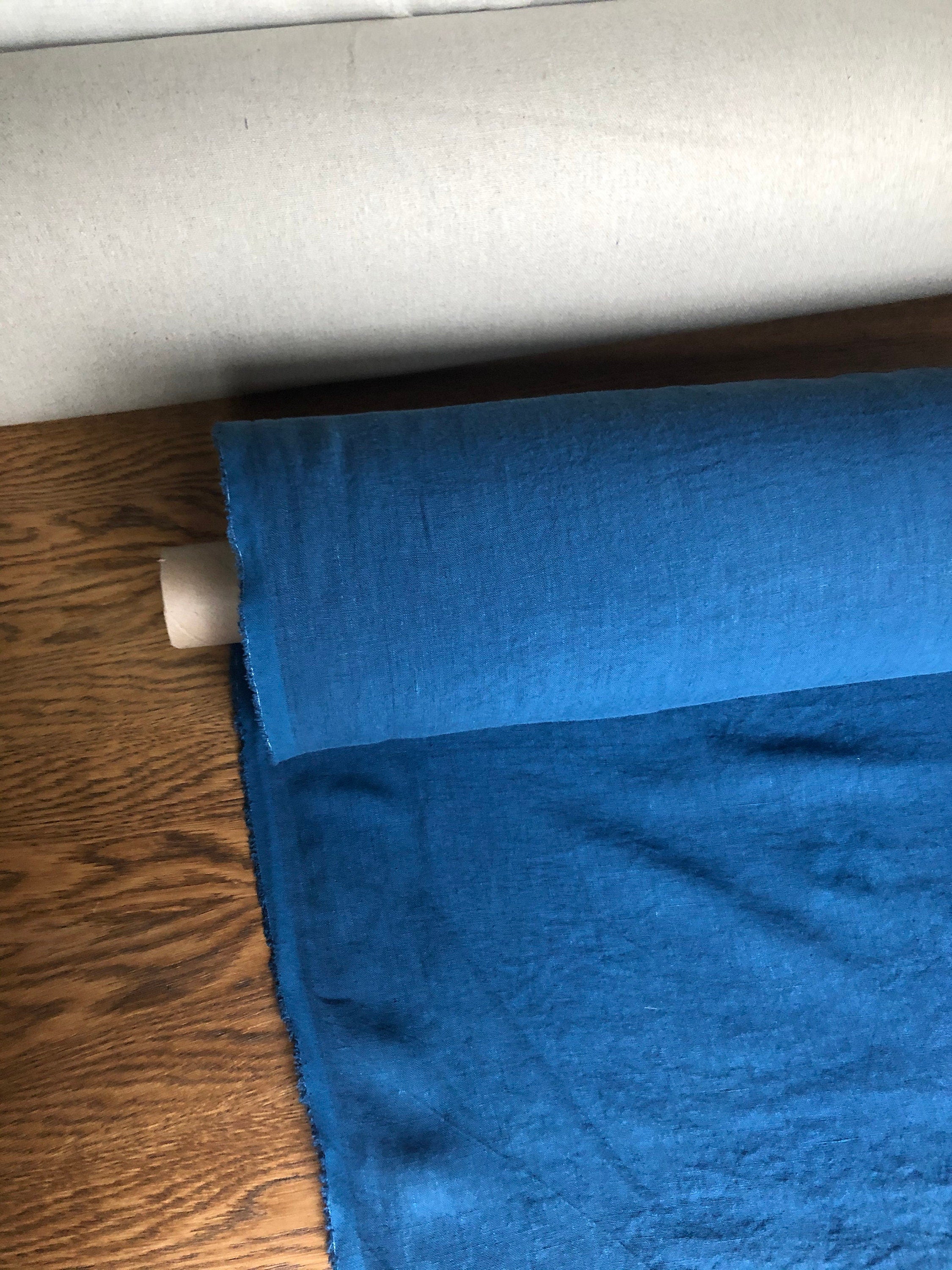 Extra Wide Blue Marine Linen Fabric: Softened Bedding & Sewing (250cm)