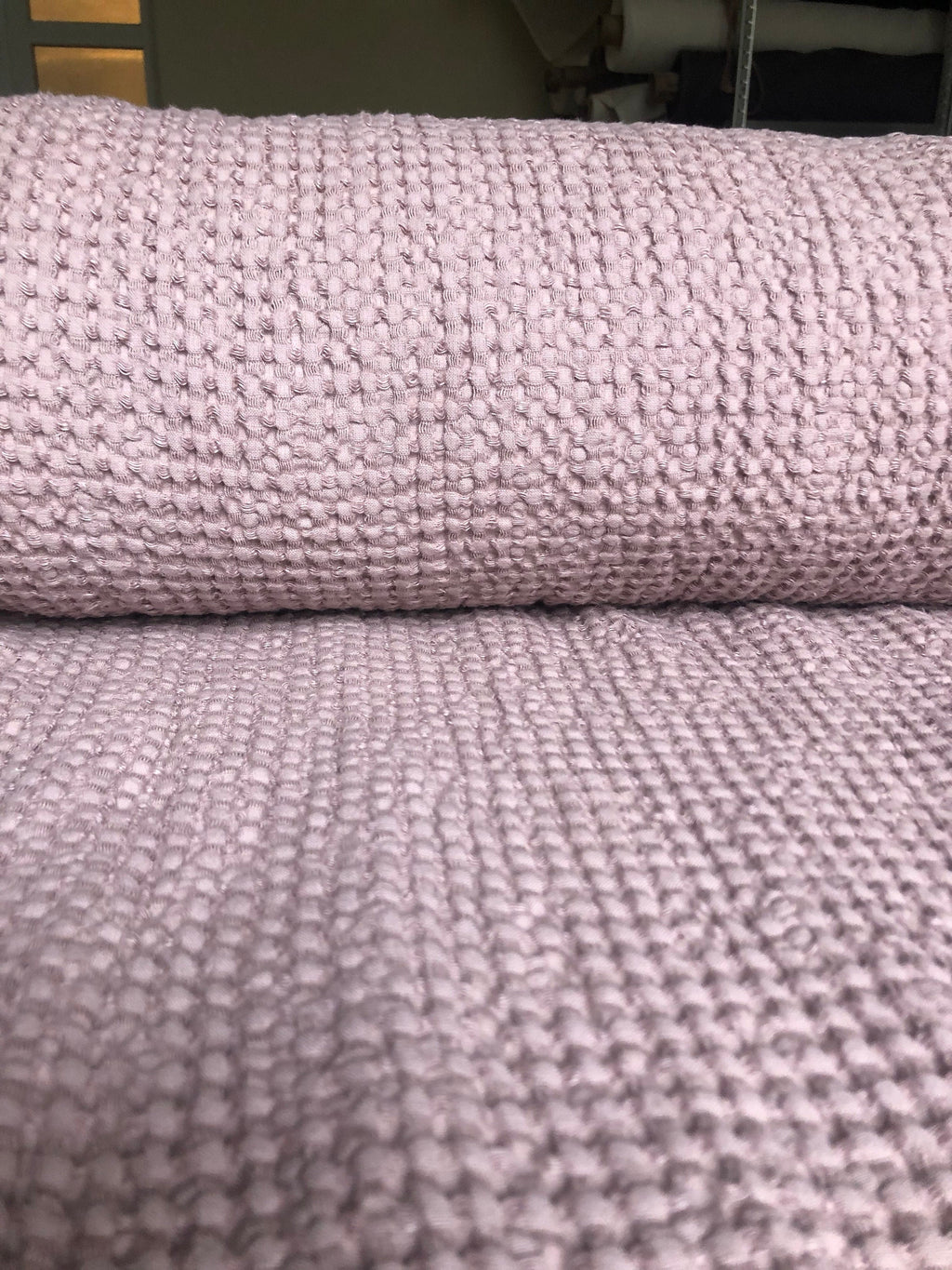 94" EXTRA WIDE fabric, Waffle natural Linen/Cotton fabric BGO137 Dusty Lavender, 235g/240cm fabric by the metre bath towel spa towel (7-213)