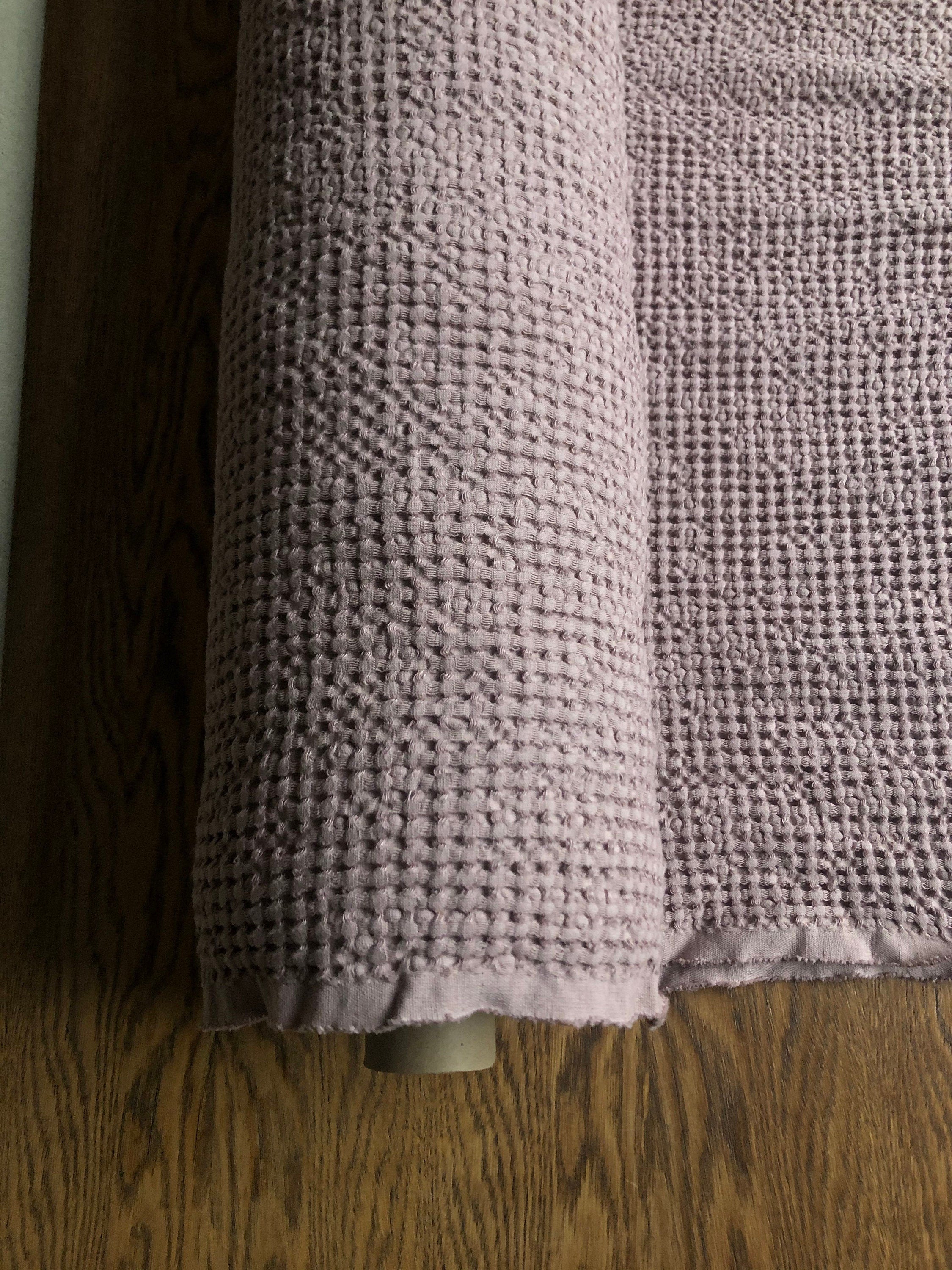 94" EXTRA WIDE fabric, Waffle natural Linen/Cotton fabric BGO137 Dusty Lavender, 235g/240cm fabric by the metre bath towel spa towel (7-213)