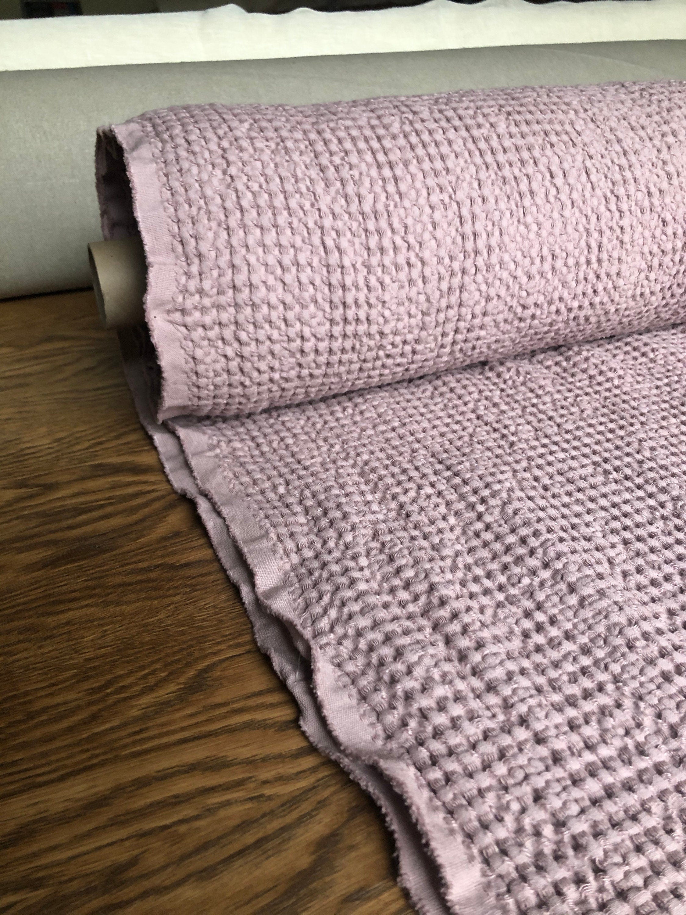 Extra Wide Waffle Linen Cotton Fabric: Dusty Lavender BGO137