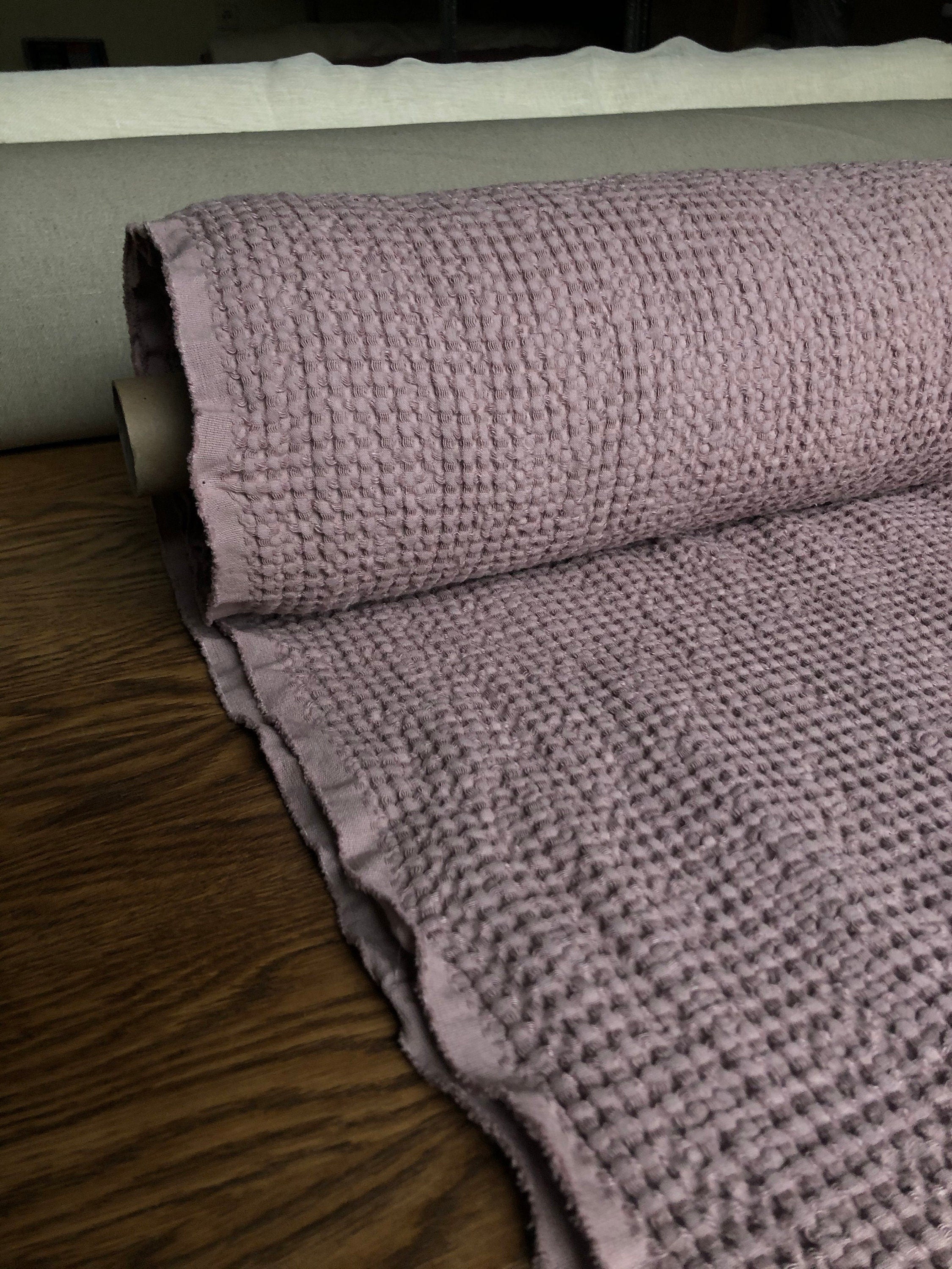 Extra Wide Waffle Linen Cotton Fabric: Dusty Lavender BGO137