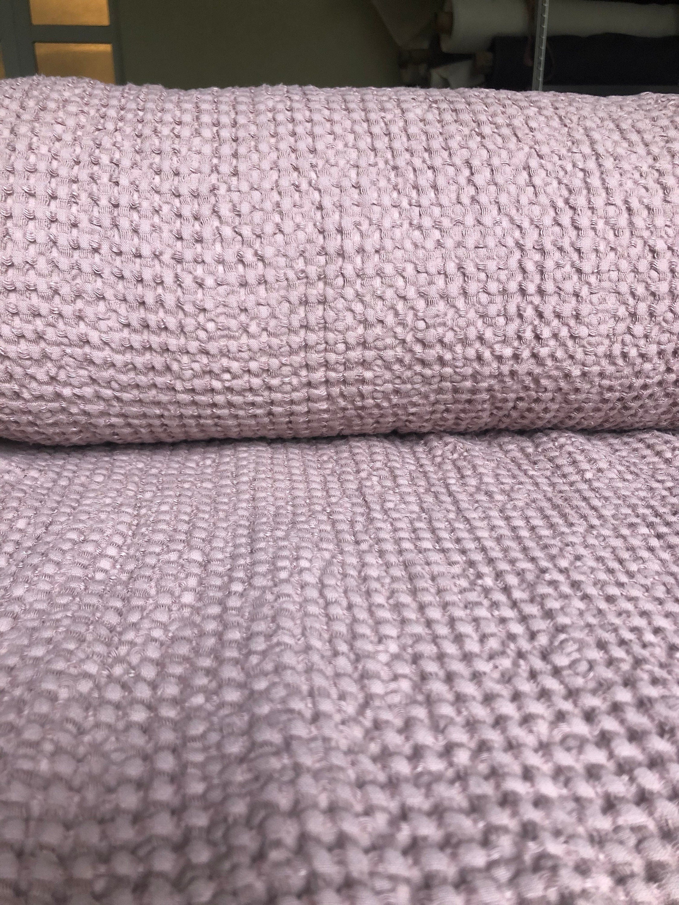 Extra Wide Waffle Linen Cotton Fabric: Dusty Lavender BGO137