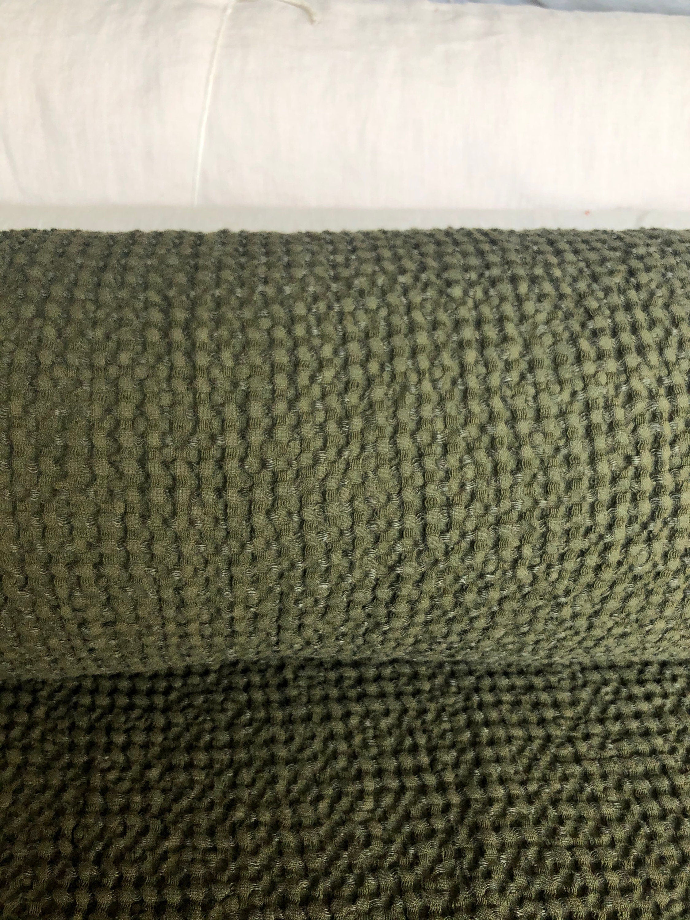 Extra Wide Waffle Linen Cotton Fabric: Natural Uniform BGO137