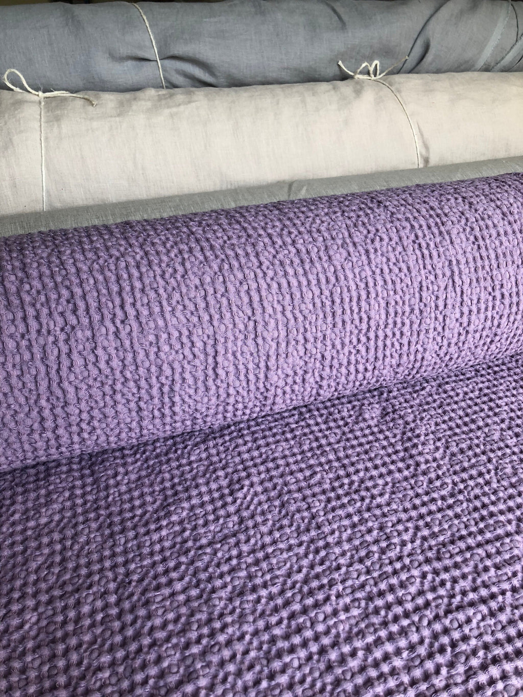 Waffle Linen Cotton Fabric: 94" Extra Wide, FLIEDER BGO137