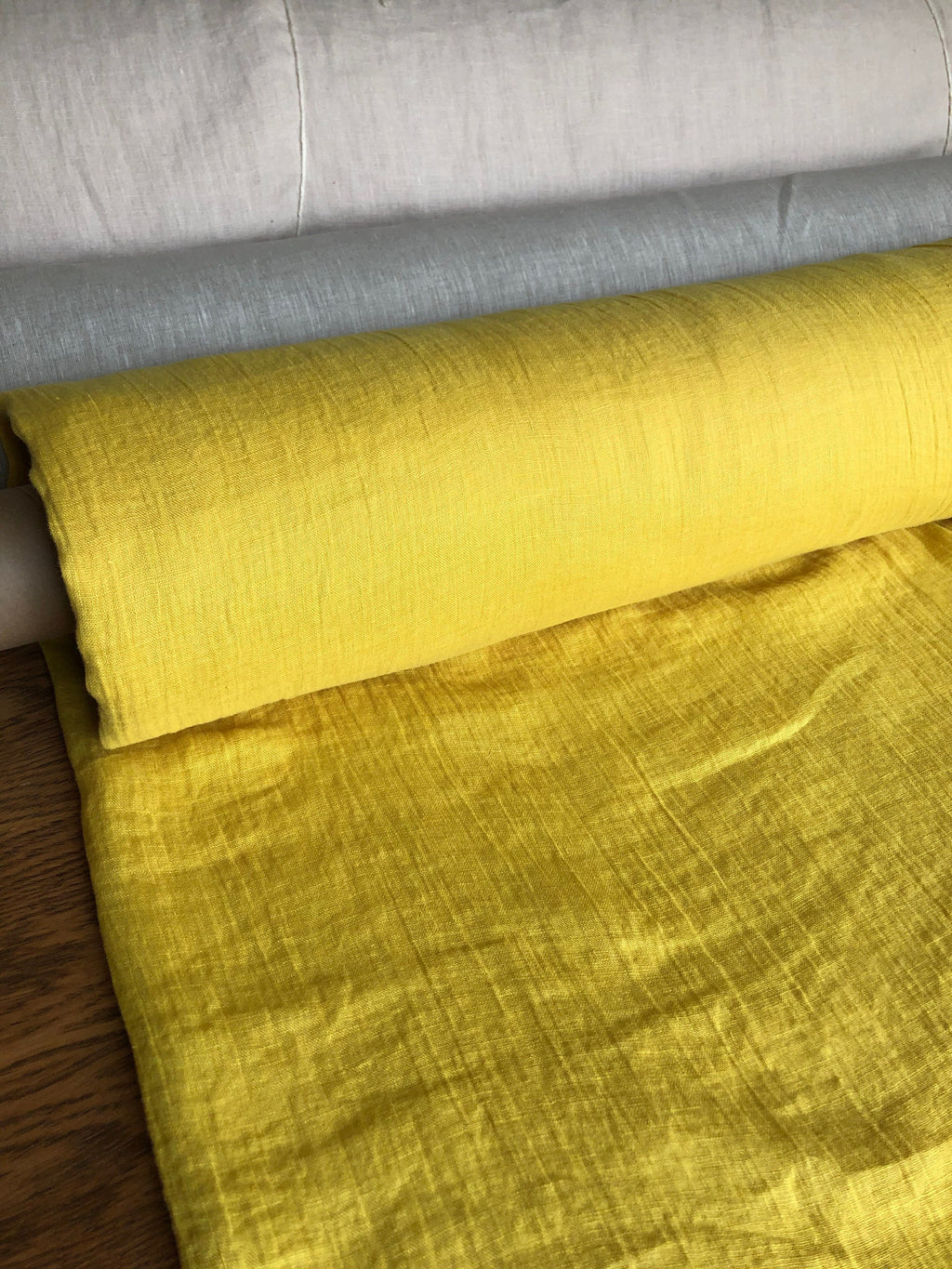 Yellow Mustard Linen Fabric: Light Weight Sewing Material, 150cm Wide