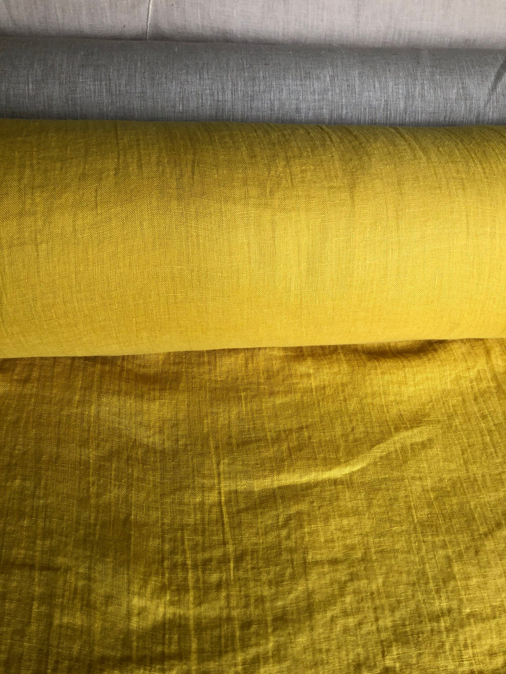 Yellow Mustard Linen Fabric: Light Weight Sewing Material, 150cm Wide