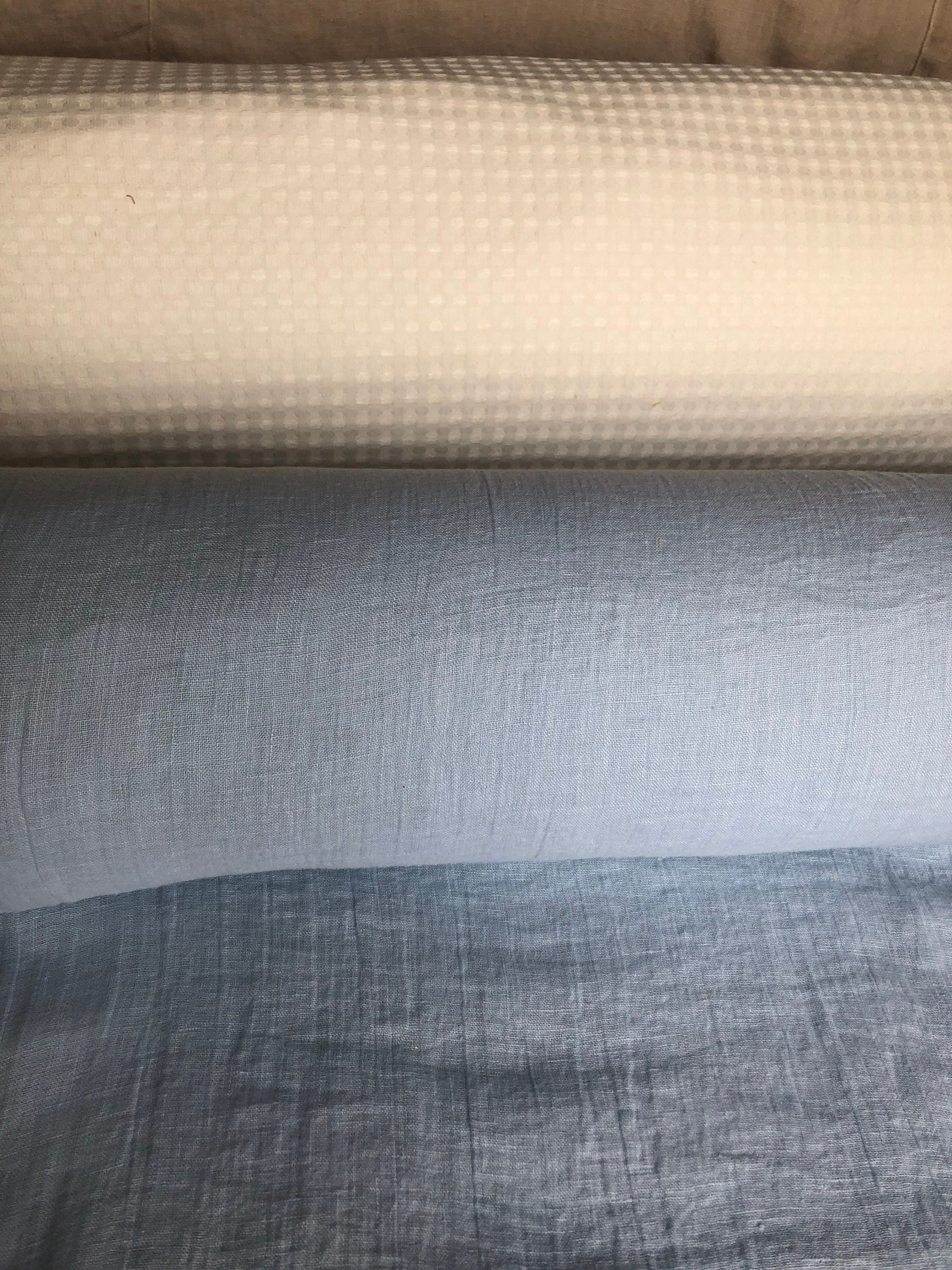 Light Sky Blue Linen Fabric: 100% Natural, Softened (150cm Width)