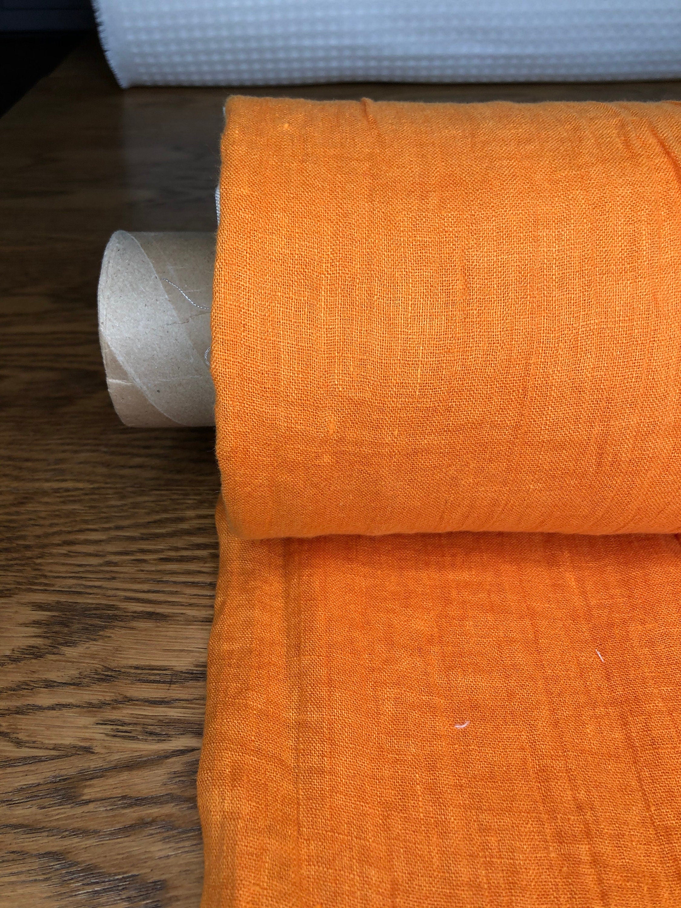 Orange Linen Fabric: 100% Natural, Light Weight, 150cm Wide