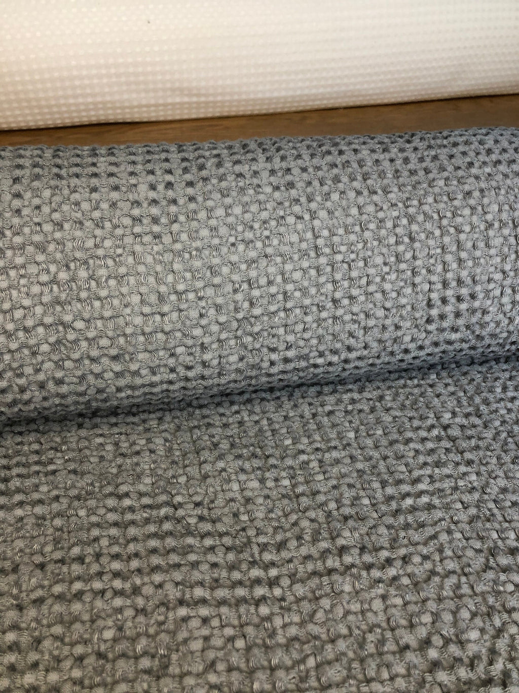 Waffle Linen Cotton Fabric: 88" Extra Wide Steel BGO137