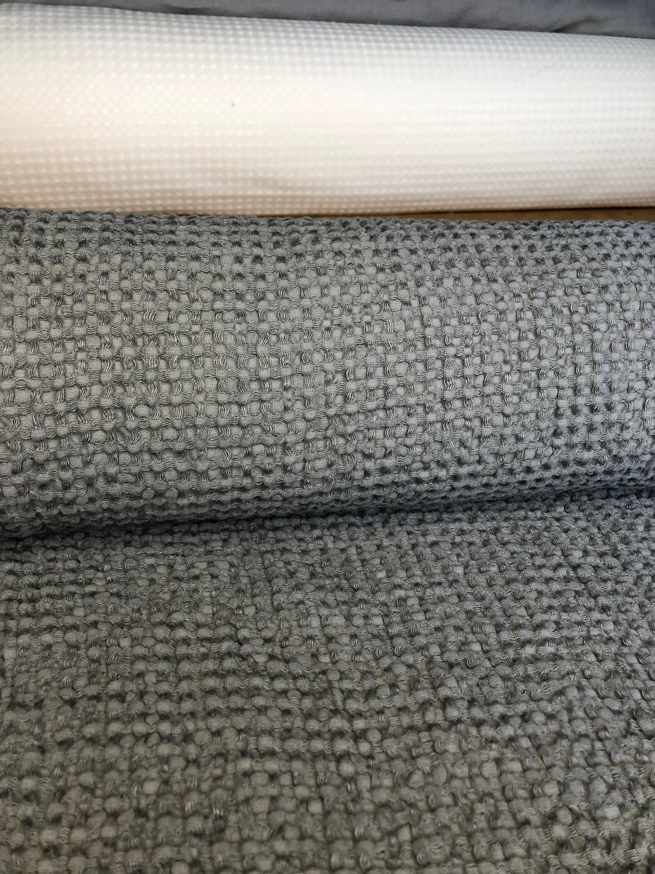 Waffle Linen Cotton Fabric: 88" Extra Wide Steel BGO137