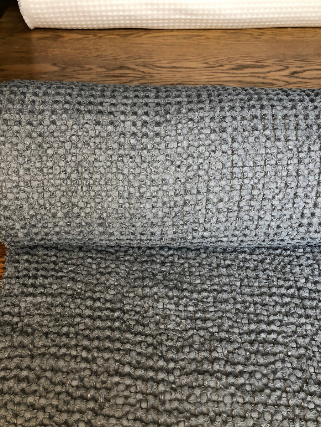 Waffle Linen Cotton Fabric: 88" Extra Wide Steel BGO137