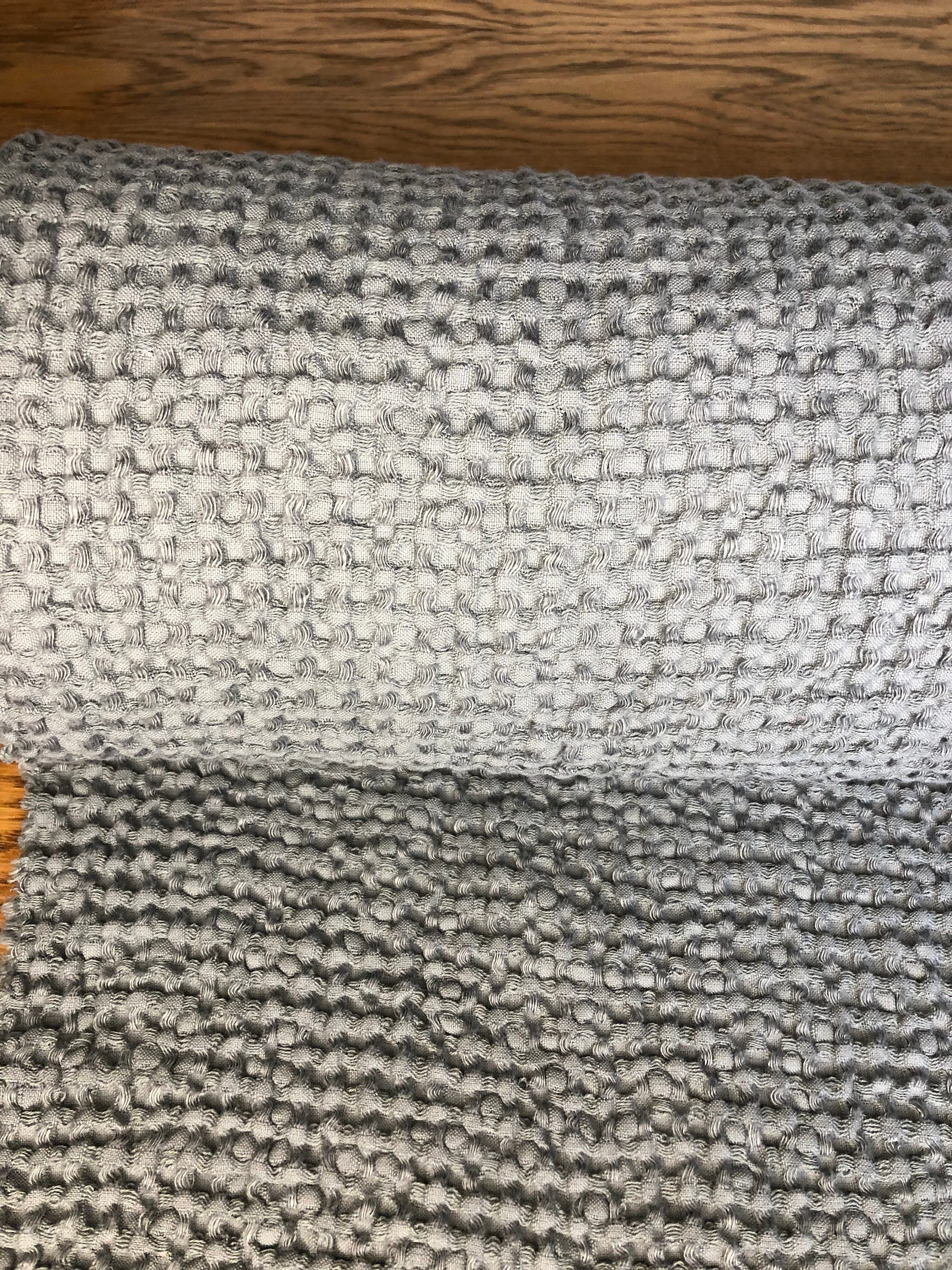 Waffle Linen Cotton Fabric: 88" Extra Wide Steel BGO137