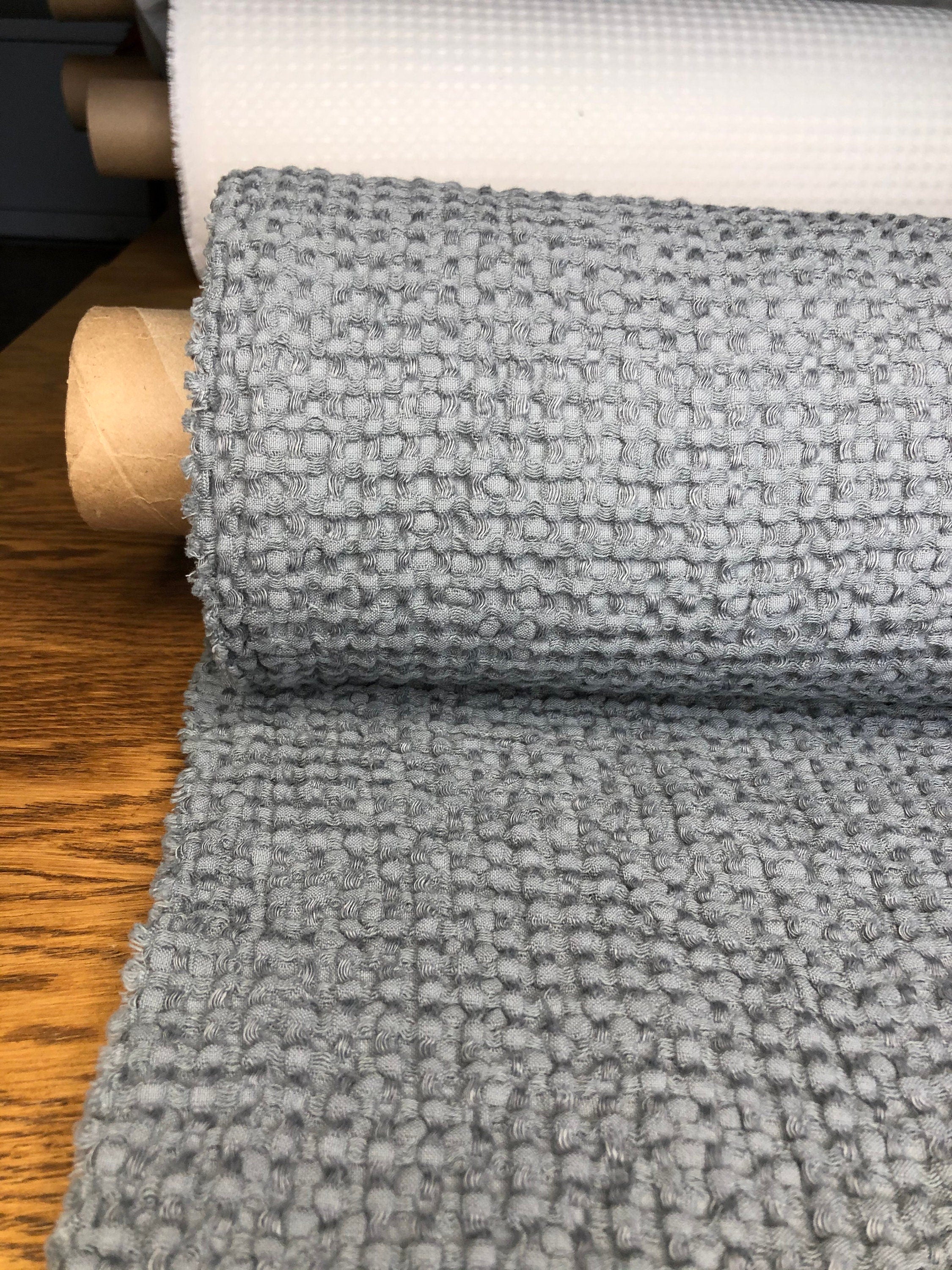 Waffle Linen Cotton Fabric: 88" Extra Wide Steel BGO137