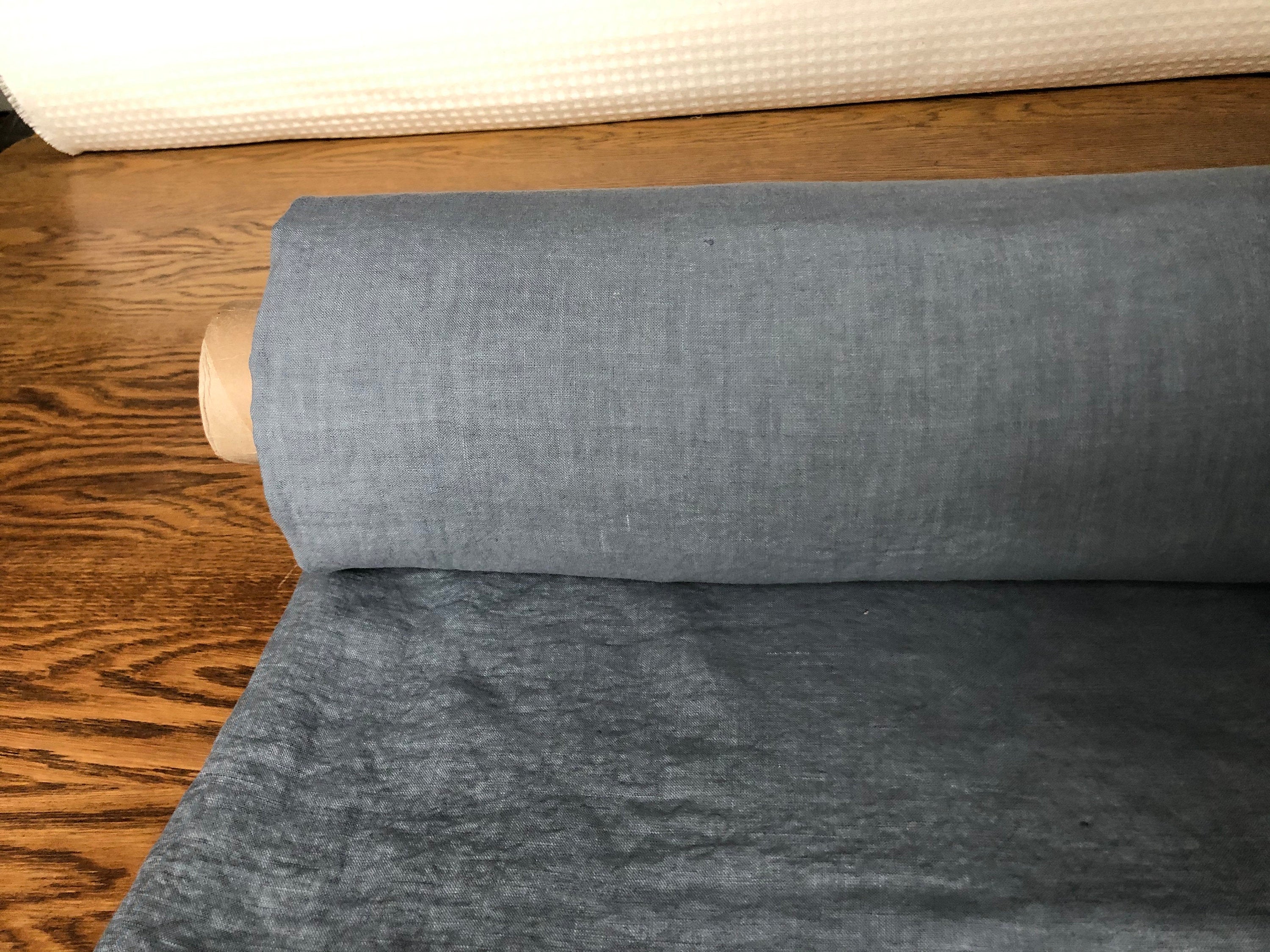 Extra Wide Soft Steel Linen Fabric: 100% Natural, 250cm Wide
