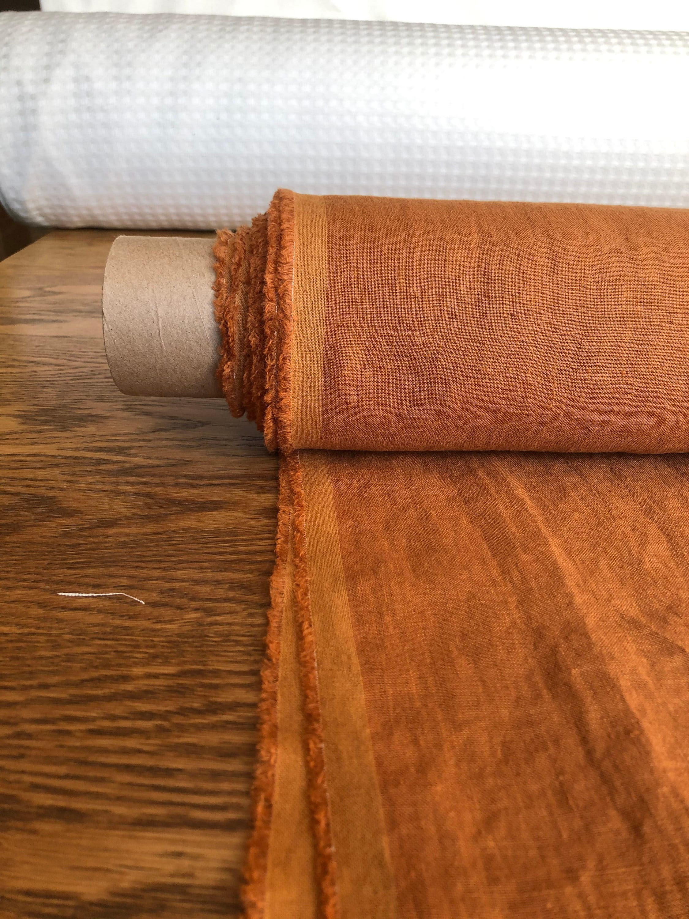 100 % EXTRA wide natural LINEN fabric BGO17soft lithuanian pumpkin , 250 cm width fabric by the metre, bedding linen, bedspread, sewing, lin