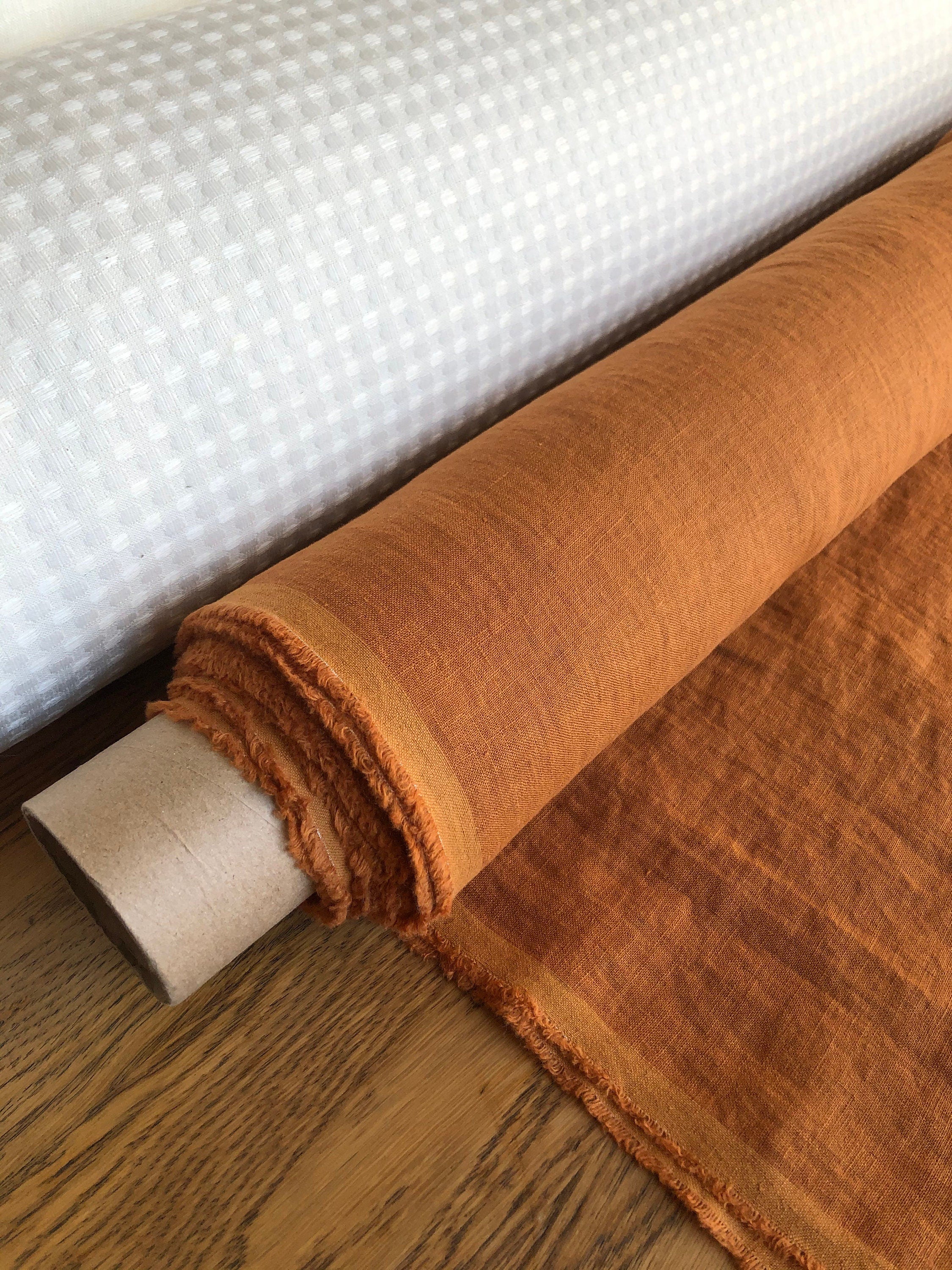 100 % EXTRA wide natural LINEN fabric BGO17soft lithuanian pumpkin , 250 cm width fabric by the metre, bedding linen, bedspread, sewing, lin