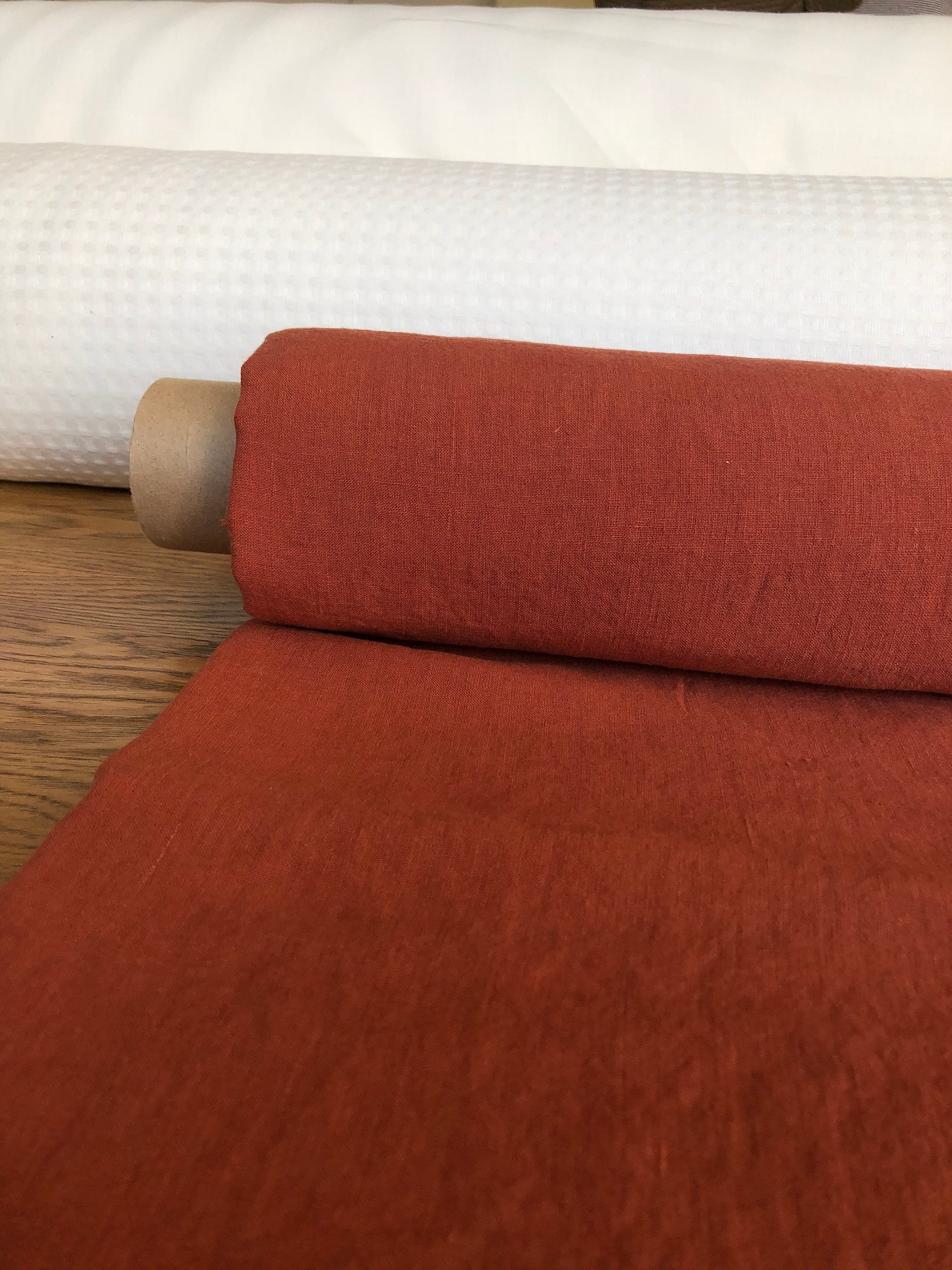 Extra Wide Brick Linen Fabric: Softened Bedding & Sewing Material