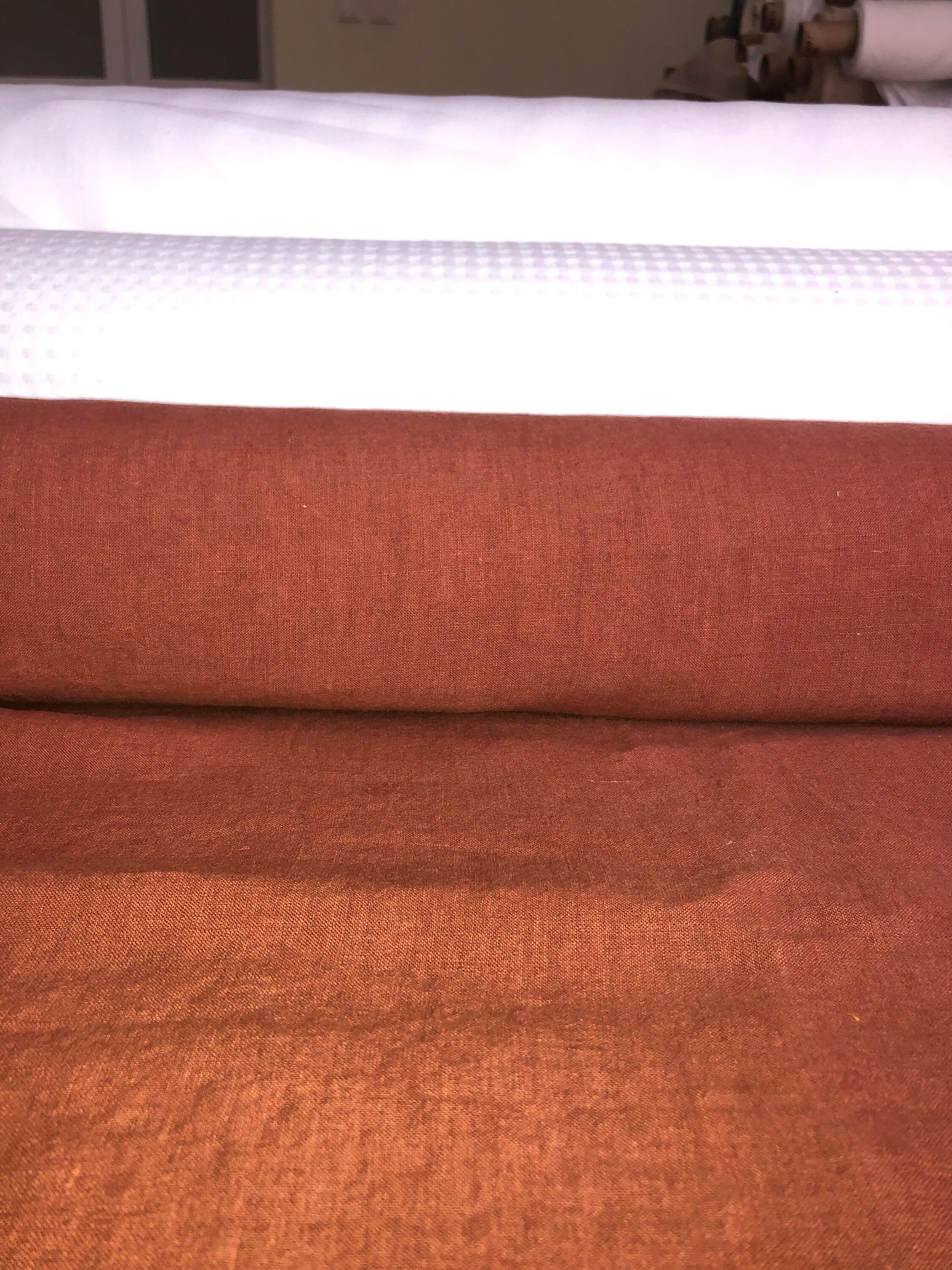Extra Wide Brick Linen Fabric: Softened Bedding & Sewing Material