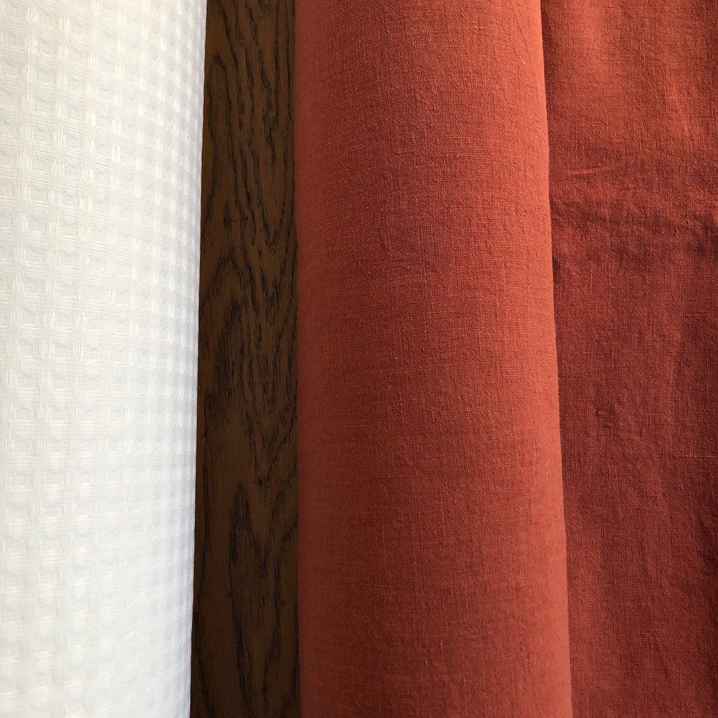 Extra Wide Brick Linen Fabric: Softened Bedding & Sewing Material