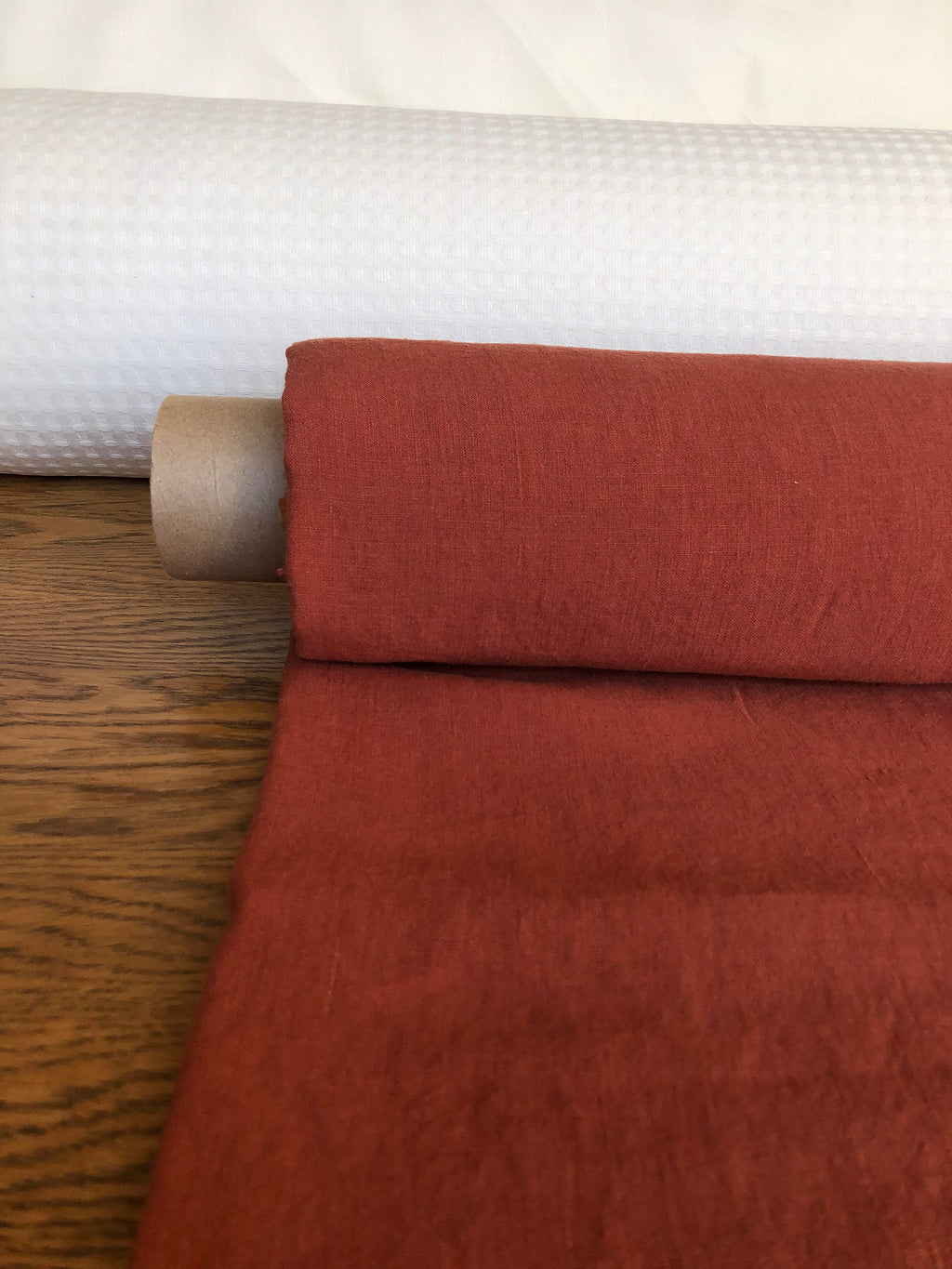 Extra Wide Brick Linen Fabric: Softened Bedding & Sewing Material