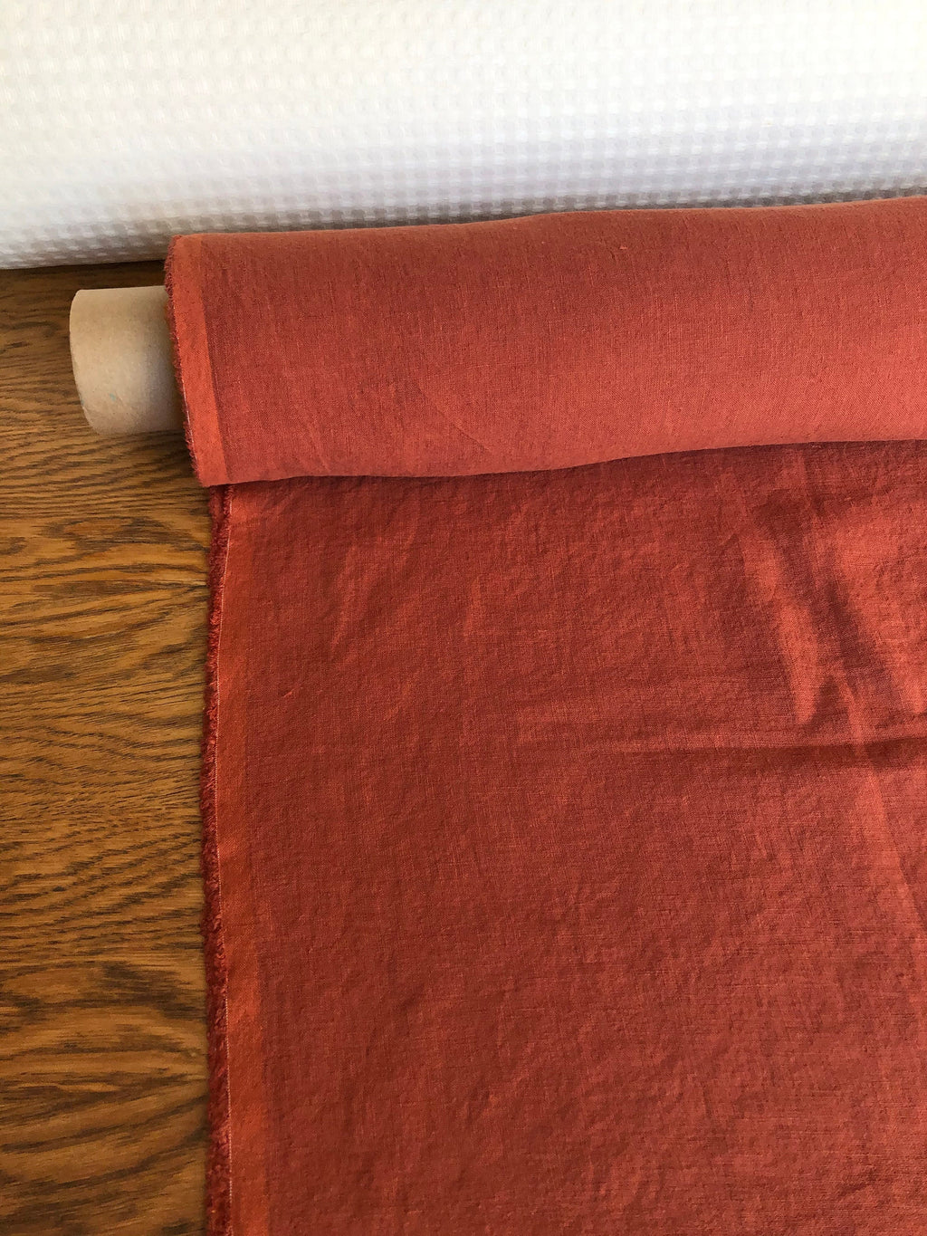 100 % EXTRA wide natural LINEN fabric BGO27soft Brick ,195 g/250cm width fabric by the metre, bedding