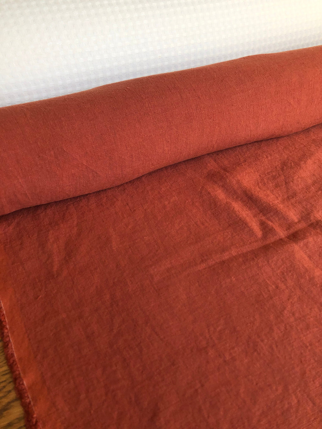 100 % EXTRA wide natural LINEN fabric BGO27soft Brick ,195 g/250cm width fabric by the metre, bedding
