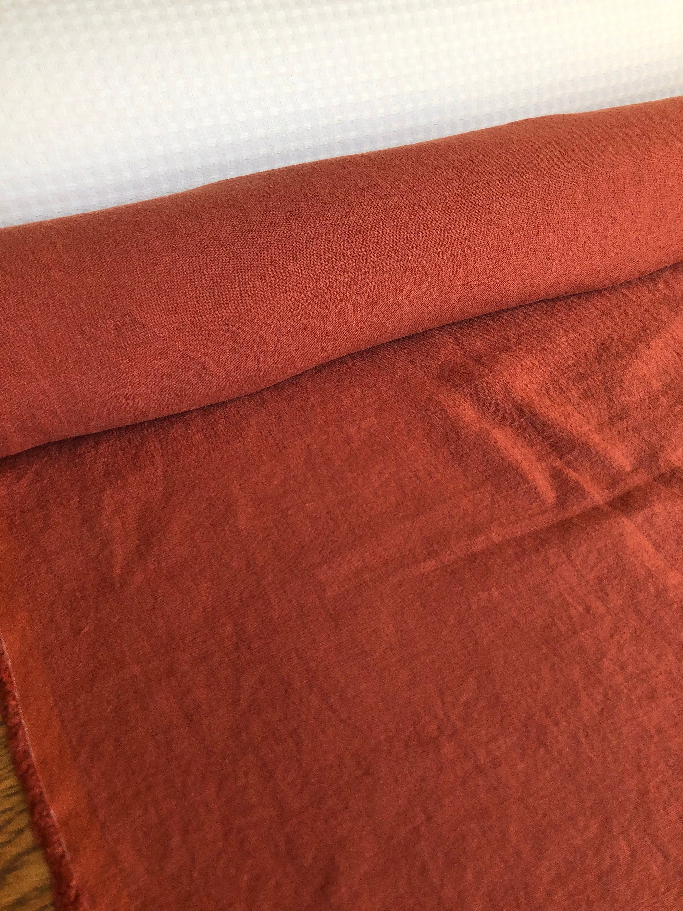 100 % EXTRA wide natural LINEN fabric BGO27soft Brick ,195 g/250cm width fabric by the metre, bedding