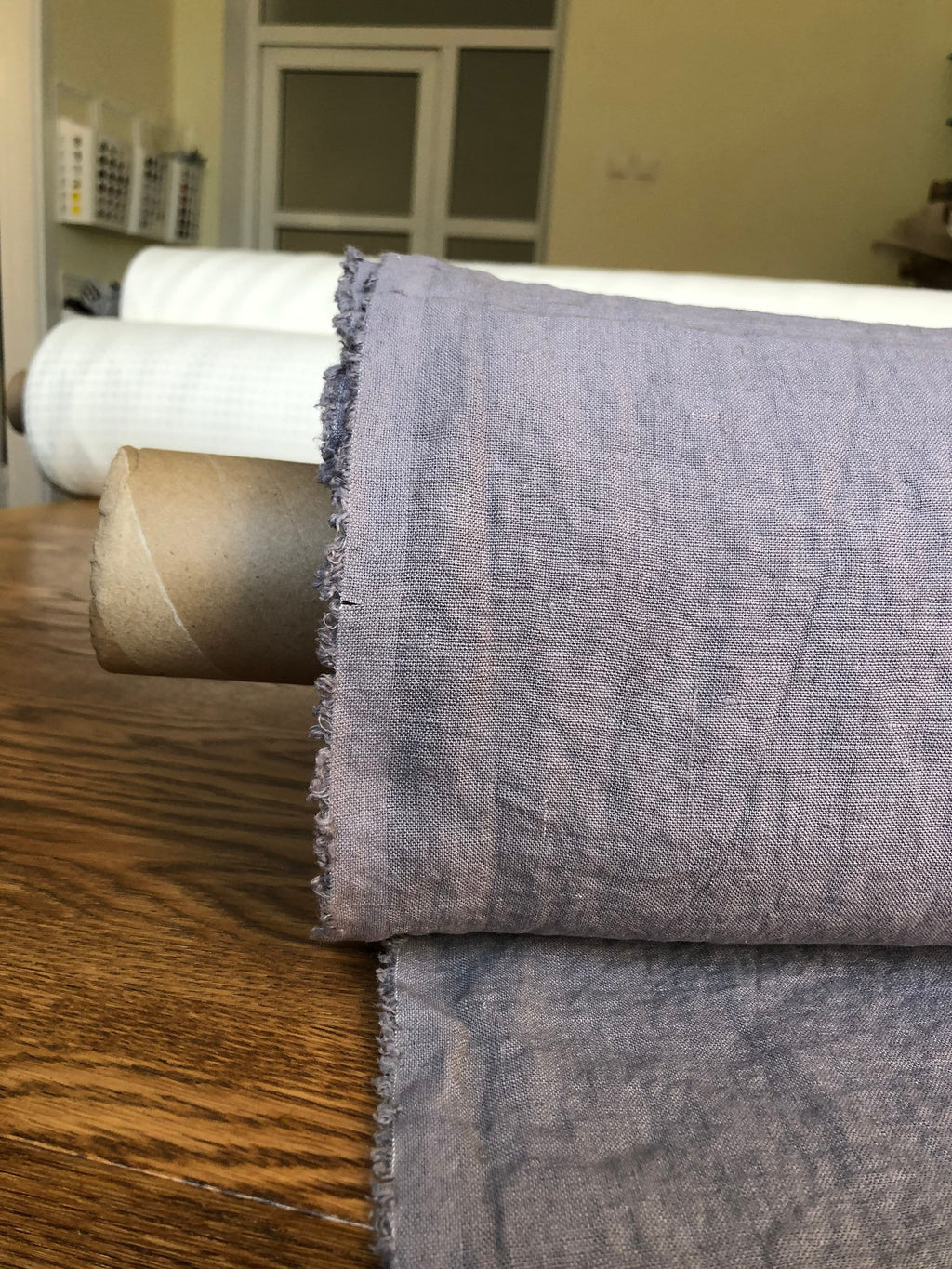 Extra Wide Soft Purple Linen Fabric: 100% Natural, 250cm Width