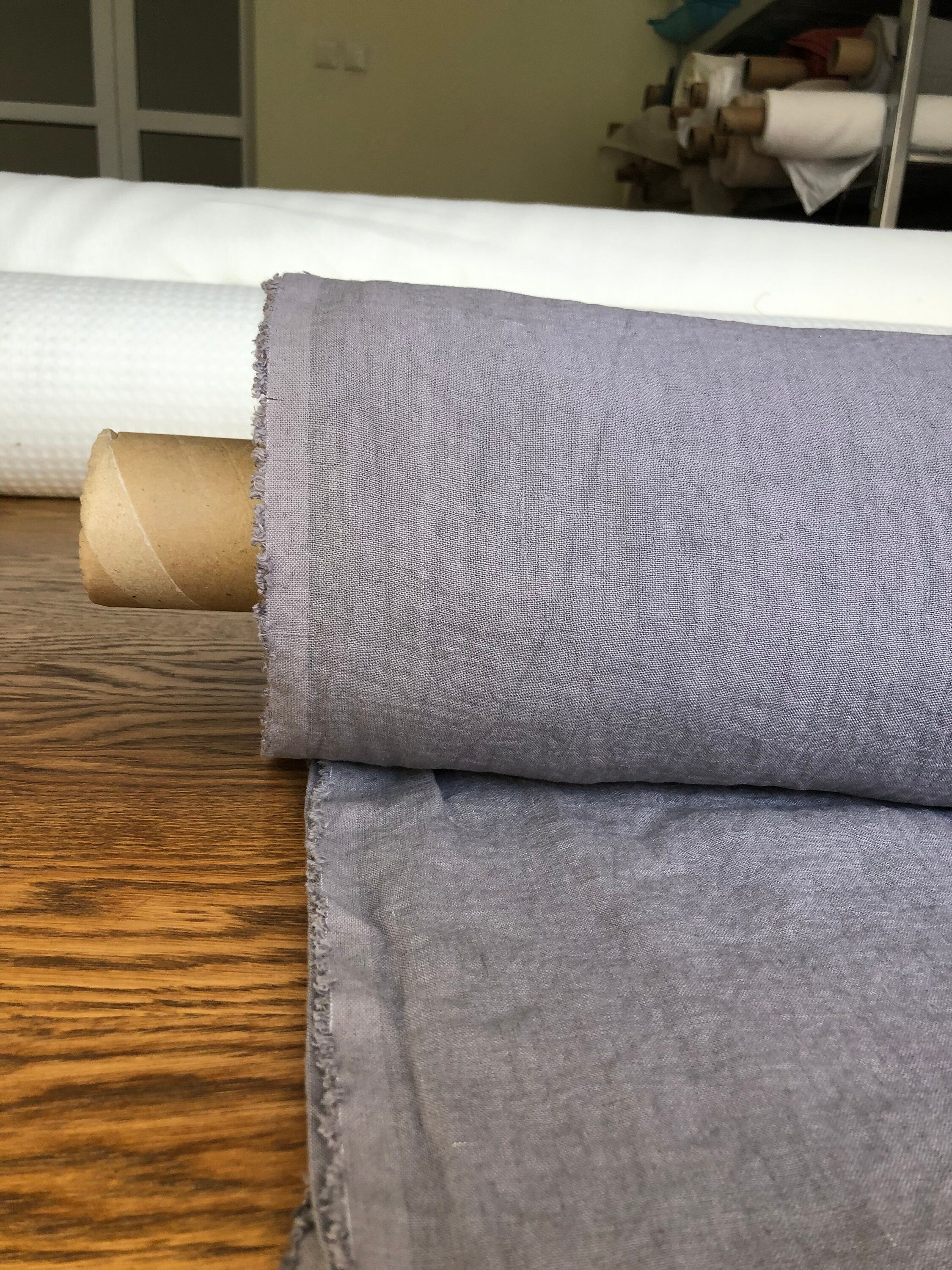 Extra Wide Soft Purple Linen Fabric: 100% Natural, 250cm Width