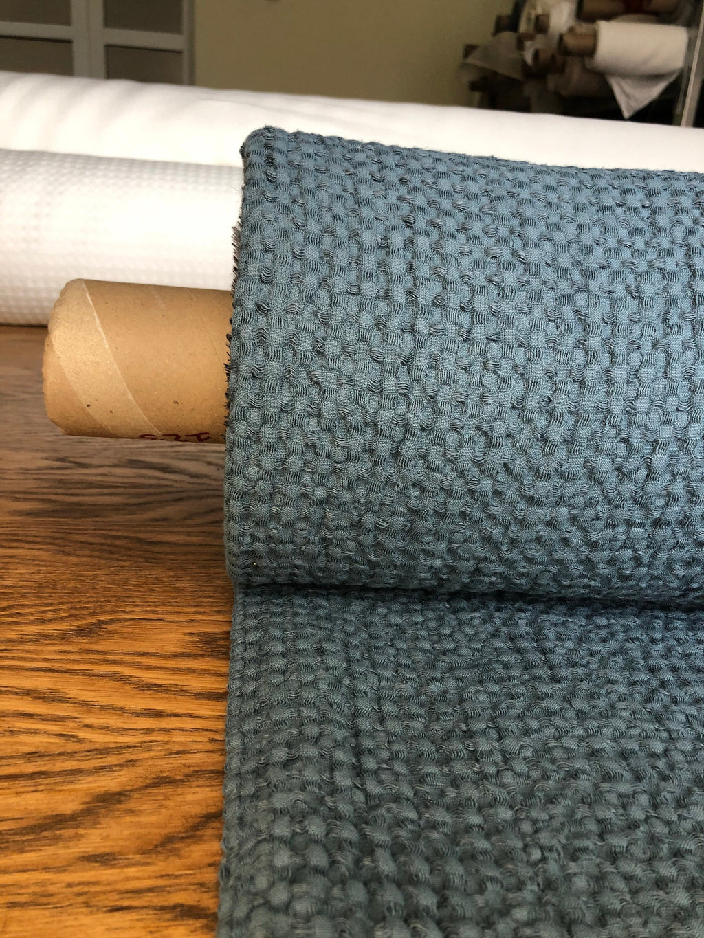 Extra Wide Waffle Linen Cotton Fabric: Natural Bath & Kitchen Towel Material