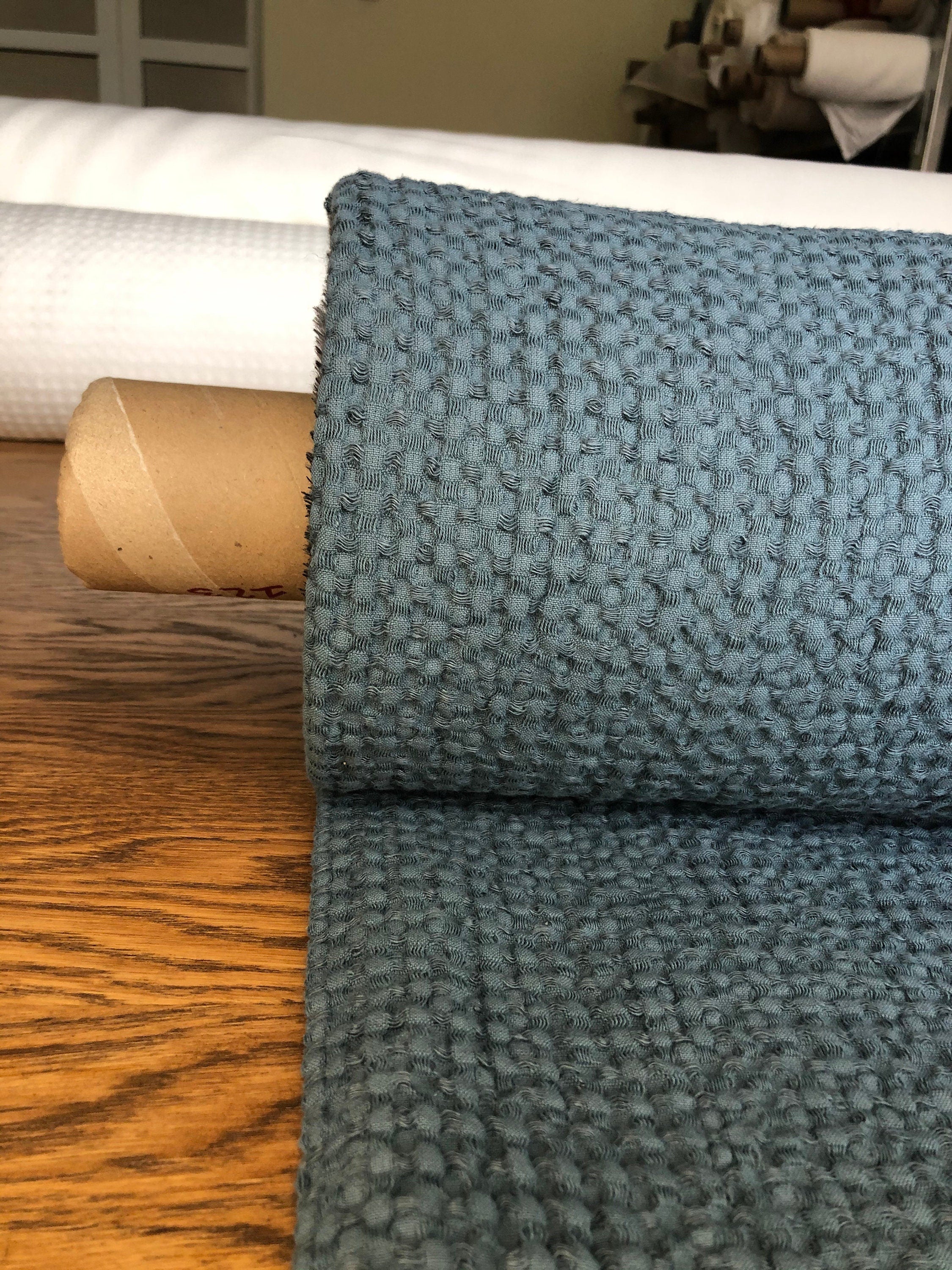 Extra Wide Waffle Linen Cotton Fabric: Natural Bath & Kitchen Towel Material