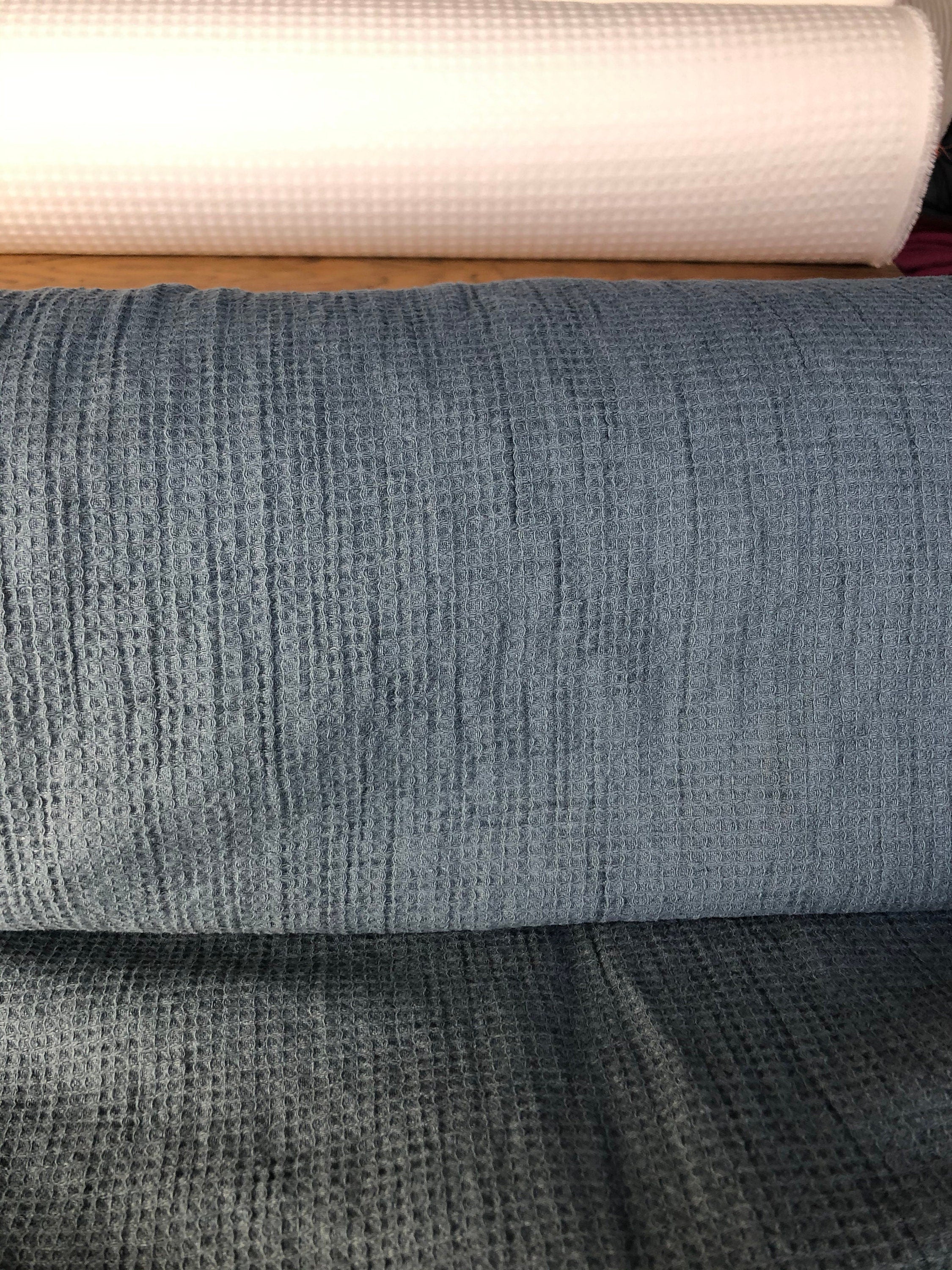Waffle Linen Cotton Fabric By The Metre: Natural Bath & Spa Towel Material
