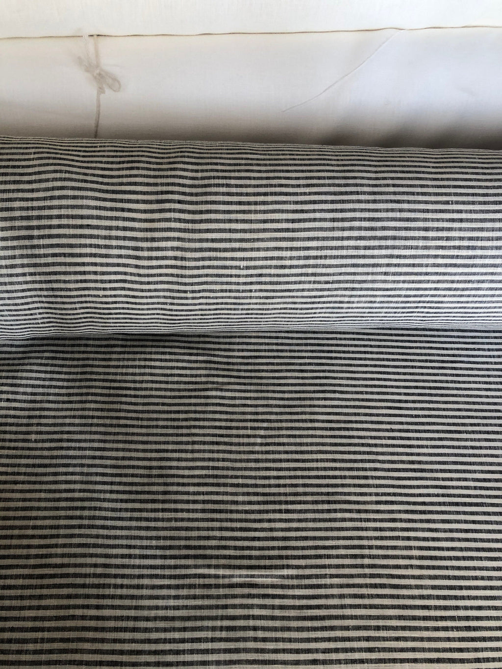 Striped Black Linen Fabric: 100% Pure, Extra Wide (260cm)