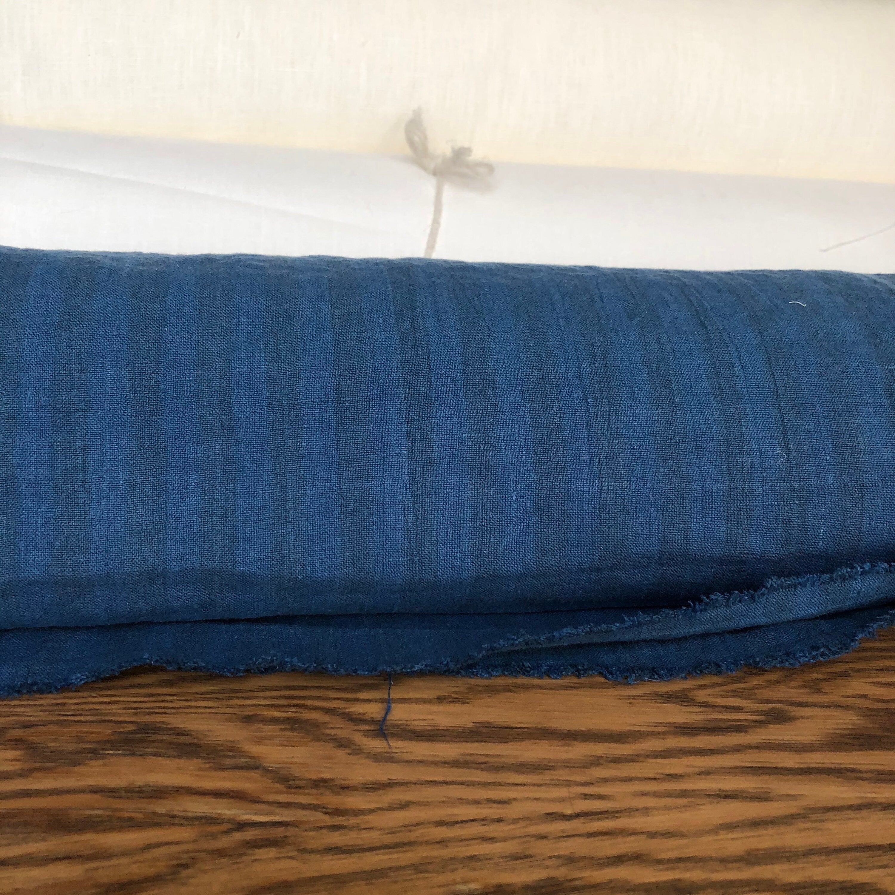 Striped Blue Linen Fabric: 100% Natural, Medium Weight