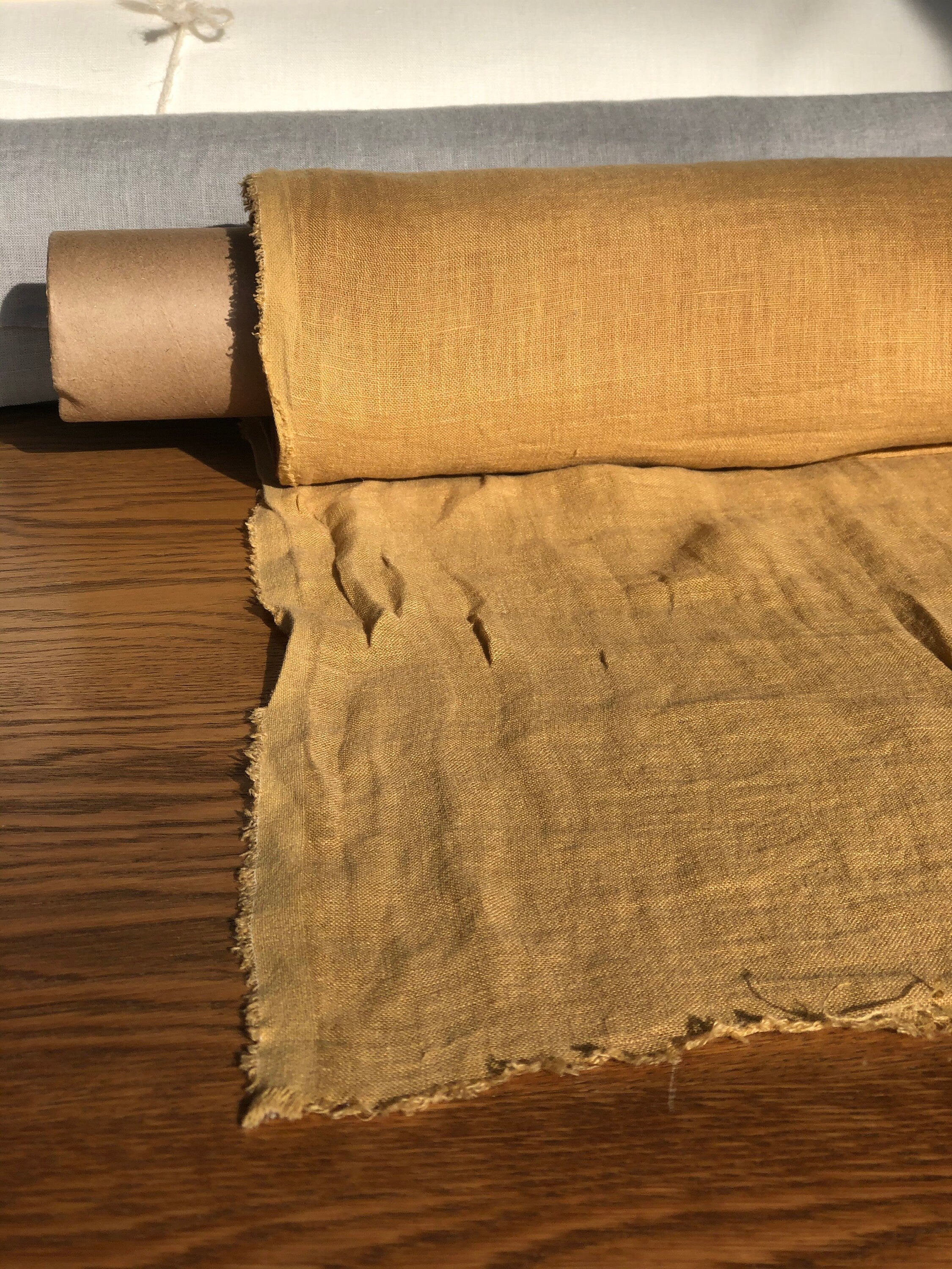 Macaroon Linen Fabric: Soft 100% Natural Linen, 142cm Wide, For Sewing