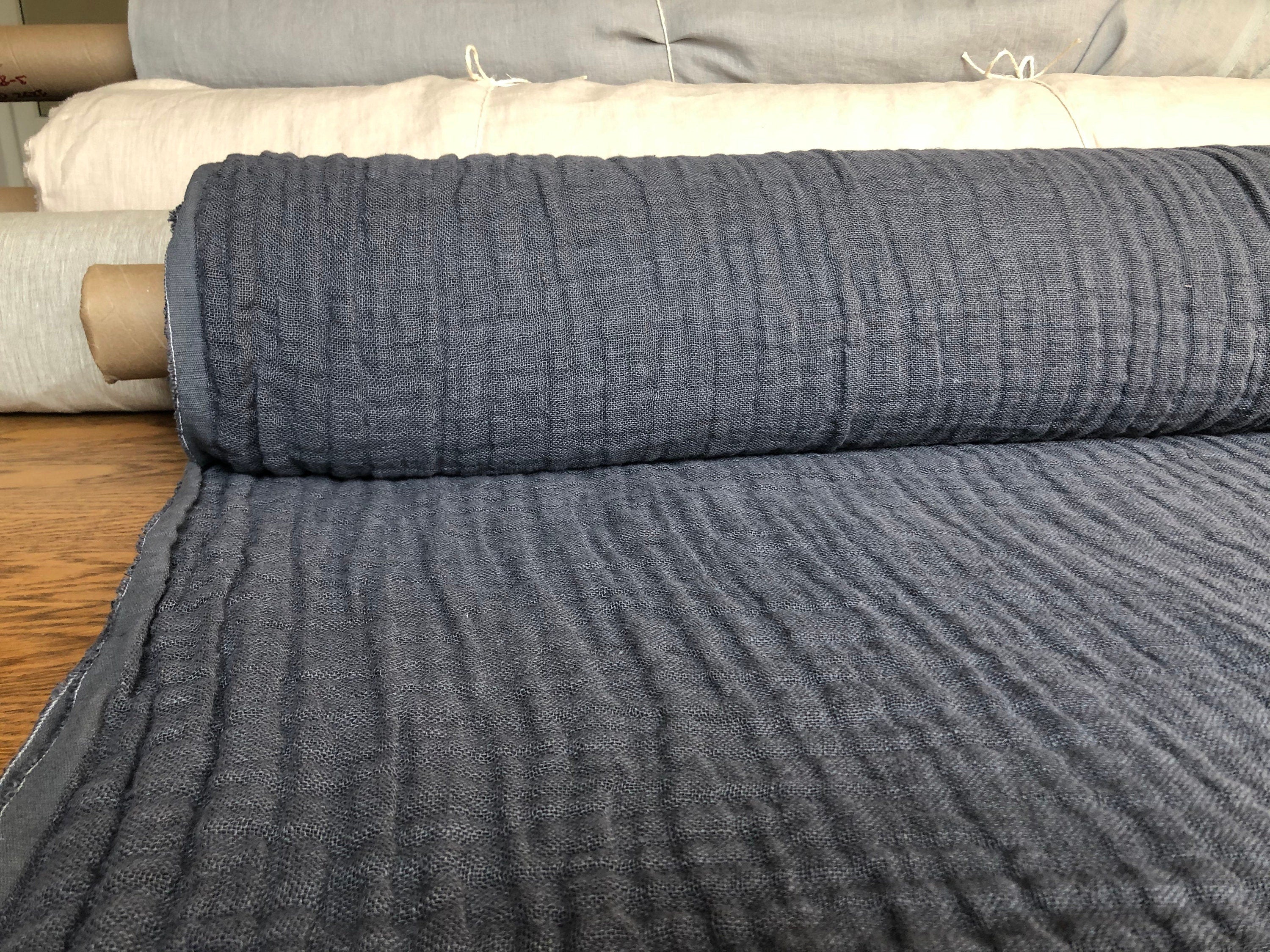 Shadow Gray Linen Fabric: 100% Natural, 140cm Wide, Sewing Fabric