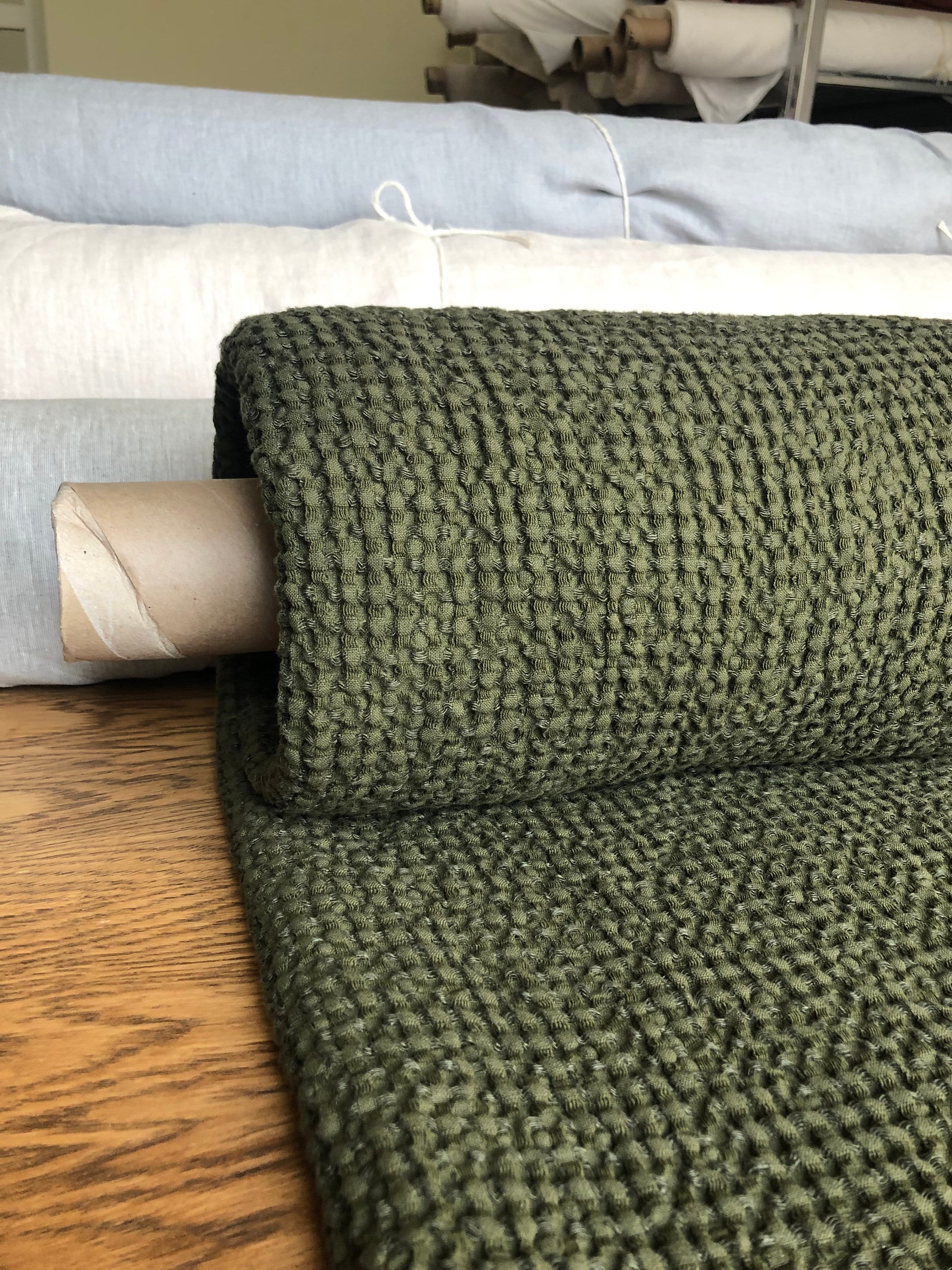 Extra Wide Waffle Linen Cotton Fabric: Natural Uniform BGO137