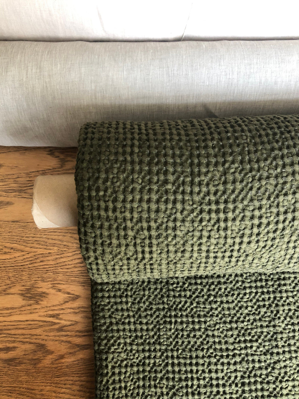 Extra Wide Waffle Linen Cotton Fabric: Natural Uniform BGO137