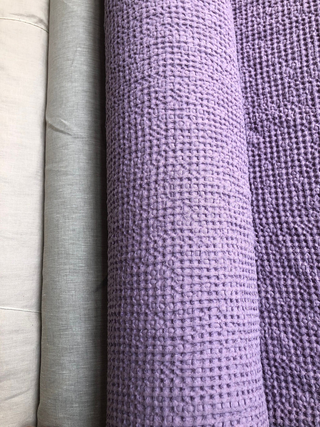 Waffle Linen Cotton Fabric: 94" Extra Wide, FLIEDER BGO137
