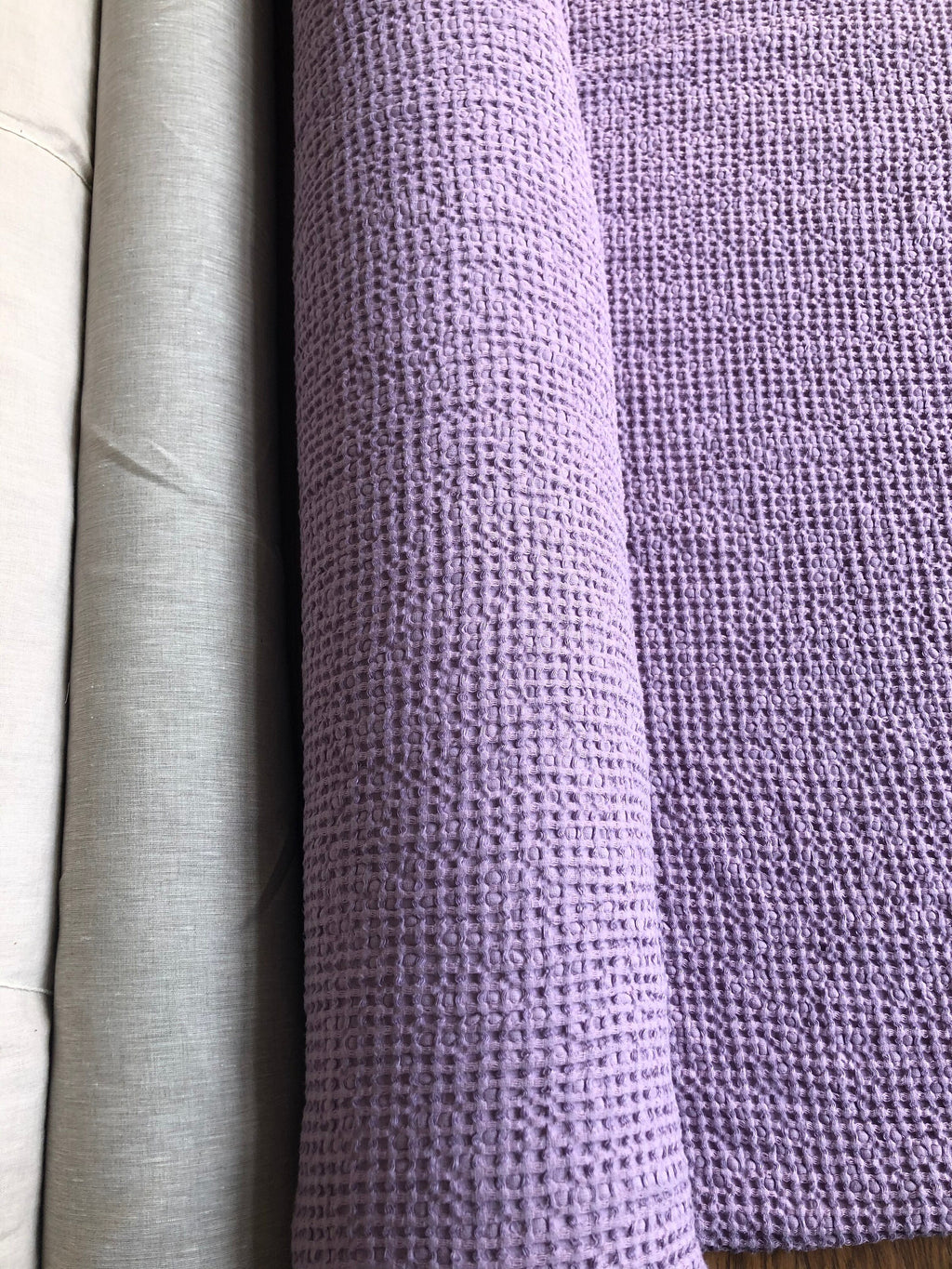 Waffle Linen Cotton Fabric: 94" Extra Wide, FLIEDER BGO137