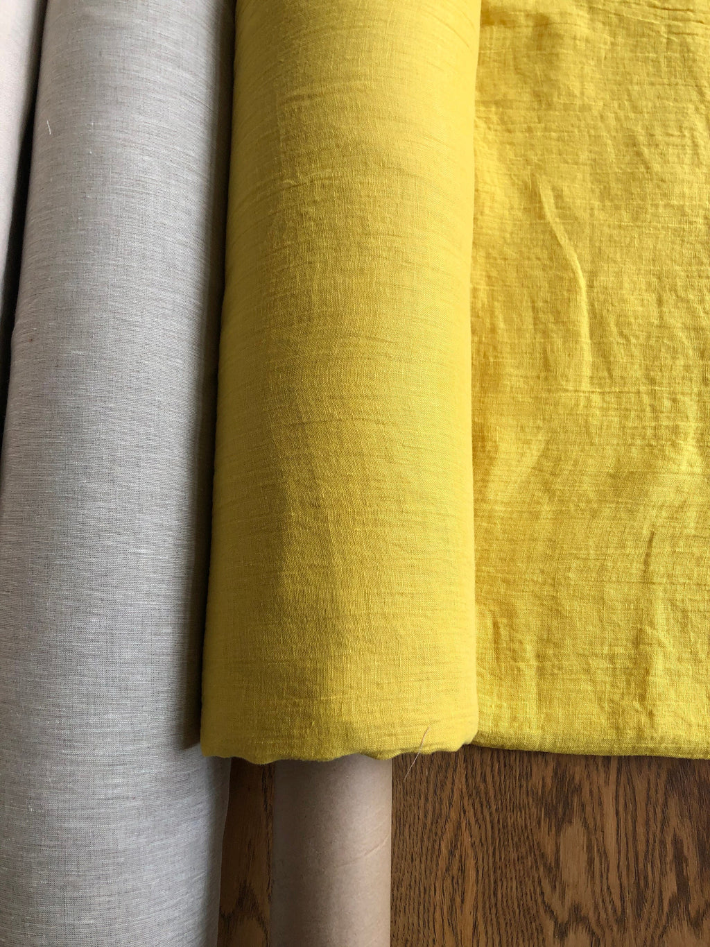 Yellow Mustard Linen Fabric: Light Weight Sewing Material, 150cm Wide