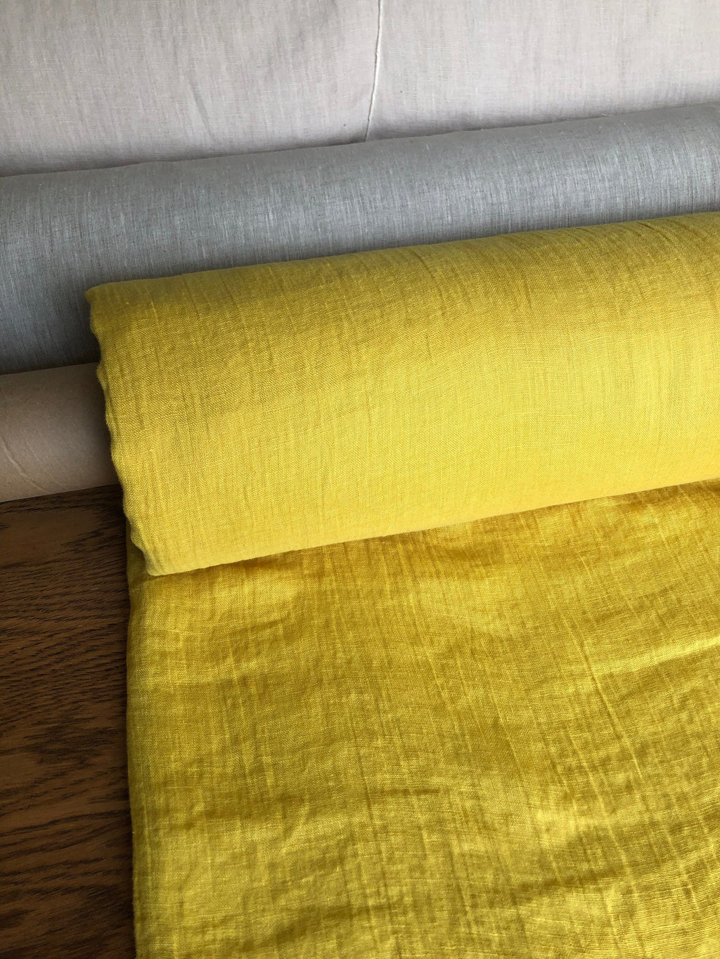 Yellow Mustard Linen Fabric: Light Weight Sewing Material, 150cm Wide