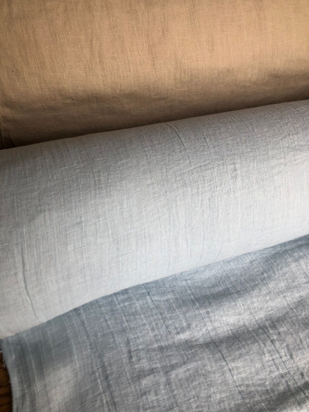 Light Sky Blue Linen Fabric: 100% Natural, Softened (150cm Width)