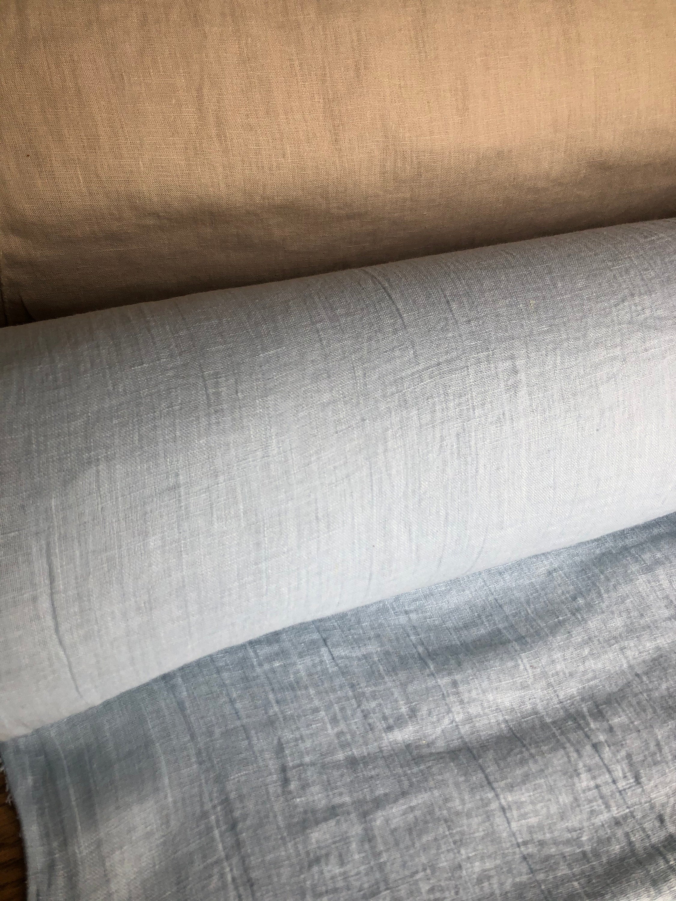 Light Sky Blue Linen Fabric: 100% Natural, Softened (150cm Width)