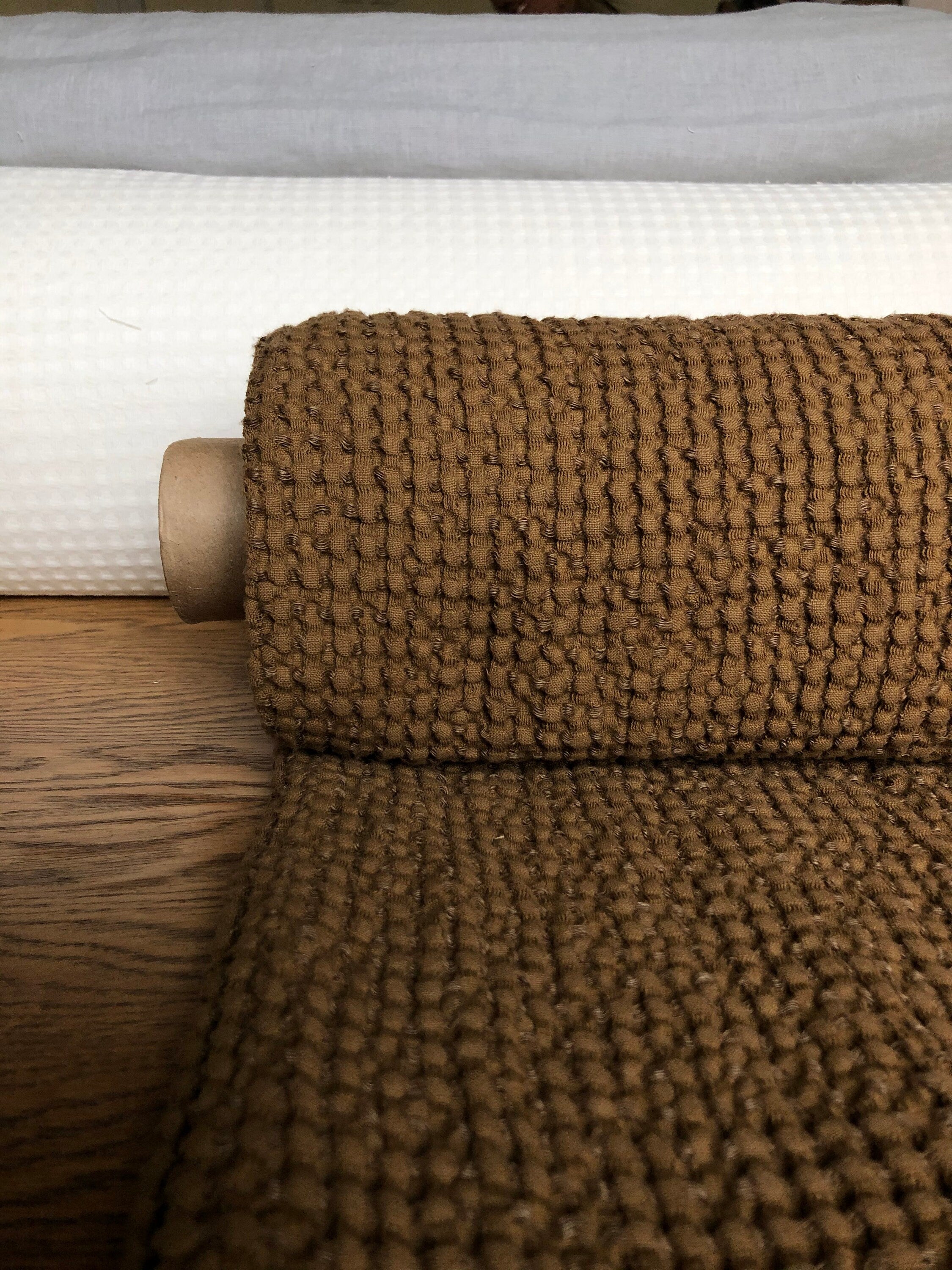 Spicy Waffle Linen Cotton Fabric: 94" Extra Wide, Bath & Spa Towel