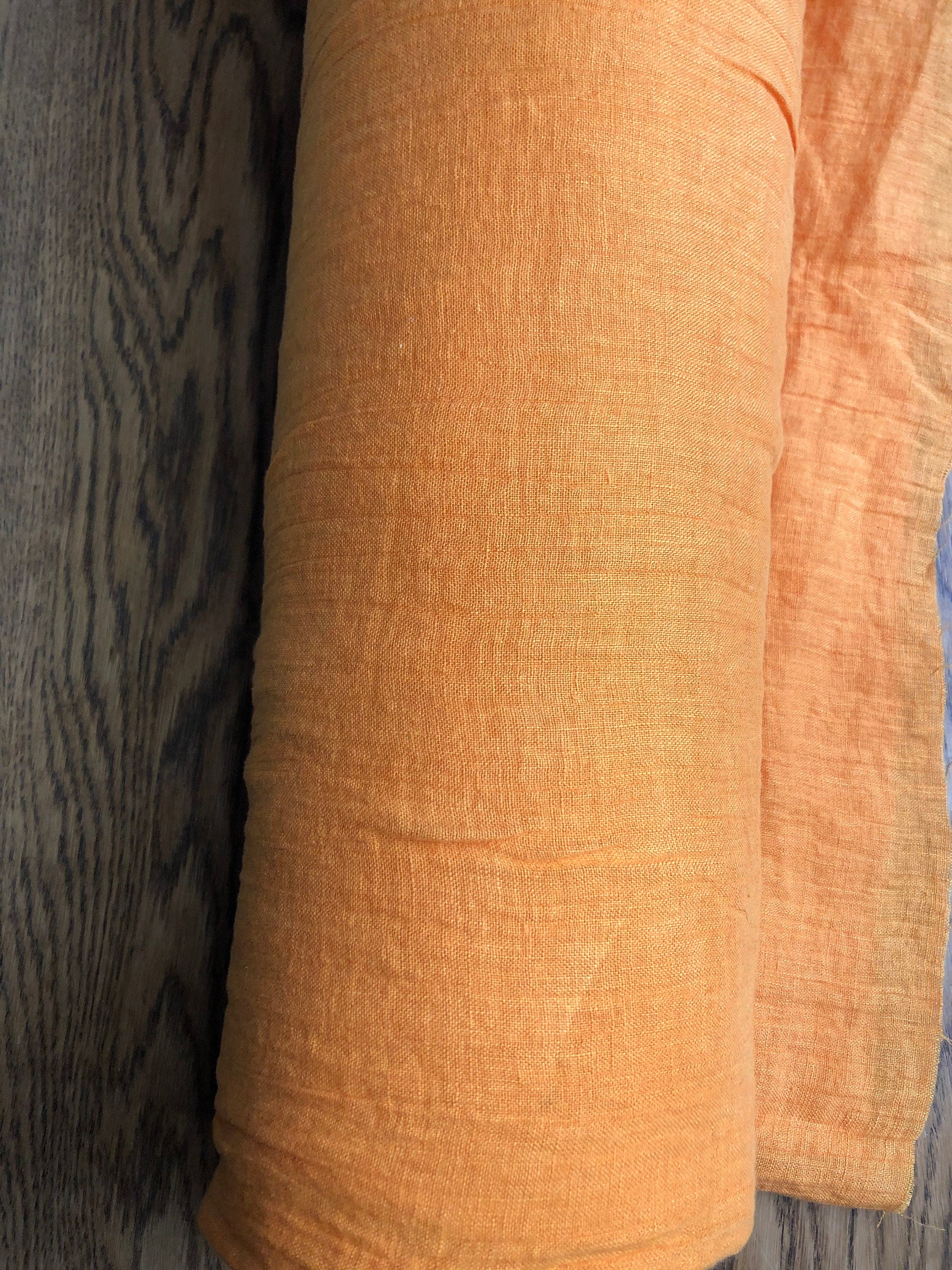 Orange Linen Fabric: 100% Natural, Light Weight, 150cm Wide