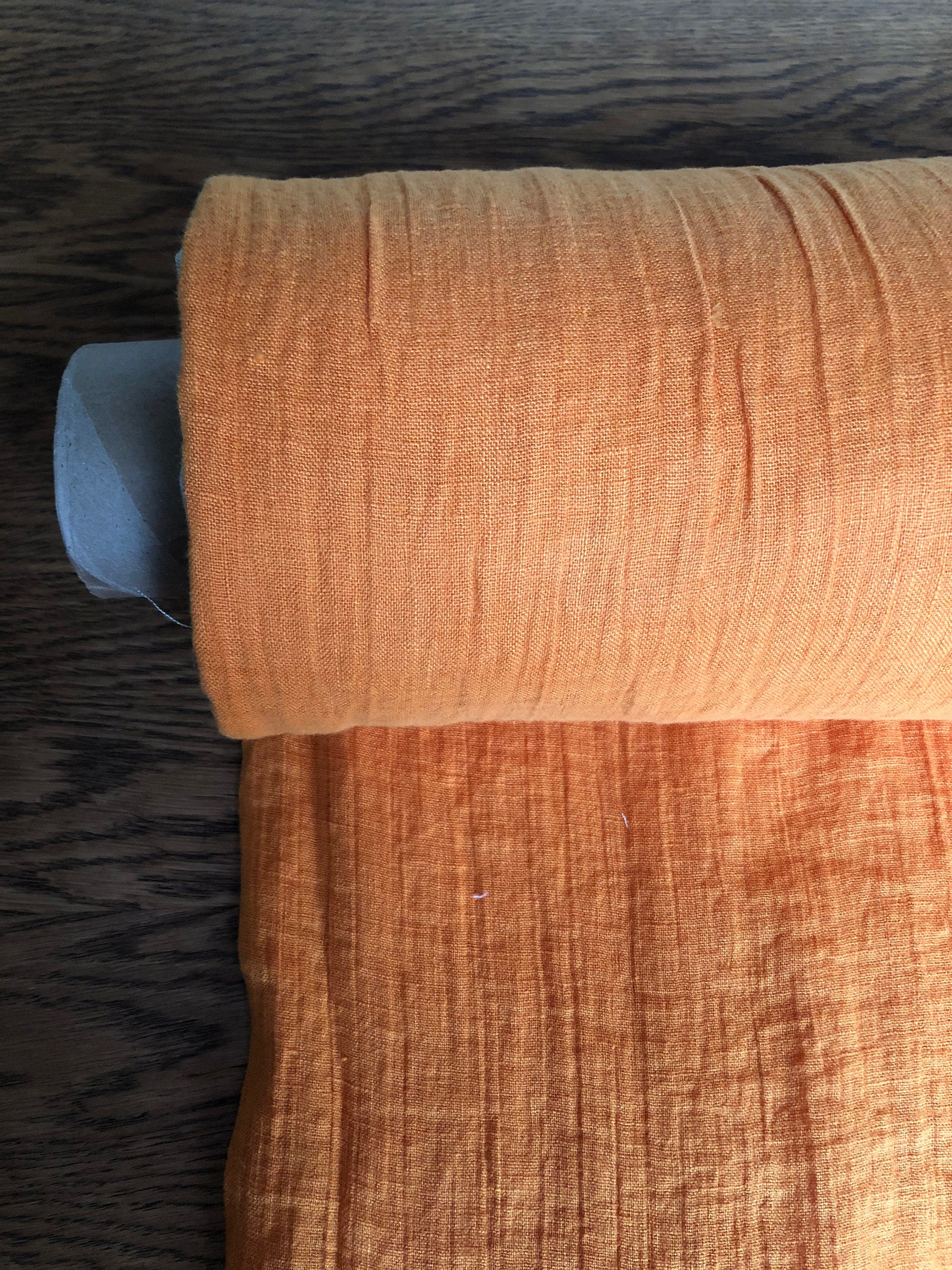 Orange Linen Fabric: 100% Natural, Light Weight, 150cm Wide