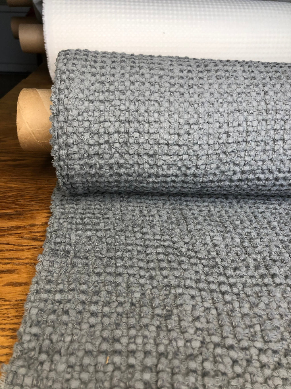 Waffle Linen Cotton Fabric: 88" Extra Wide Steel BGO137
