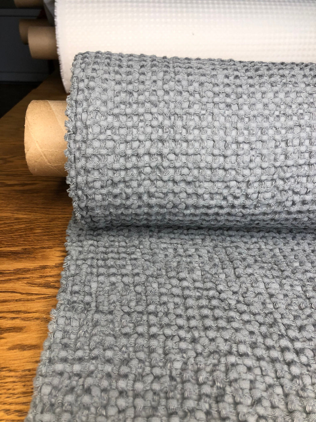 Waffle Linen Cotton Fabric: 88" Extra Wide Steel BGO137