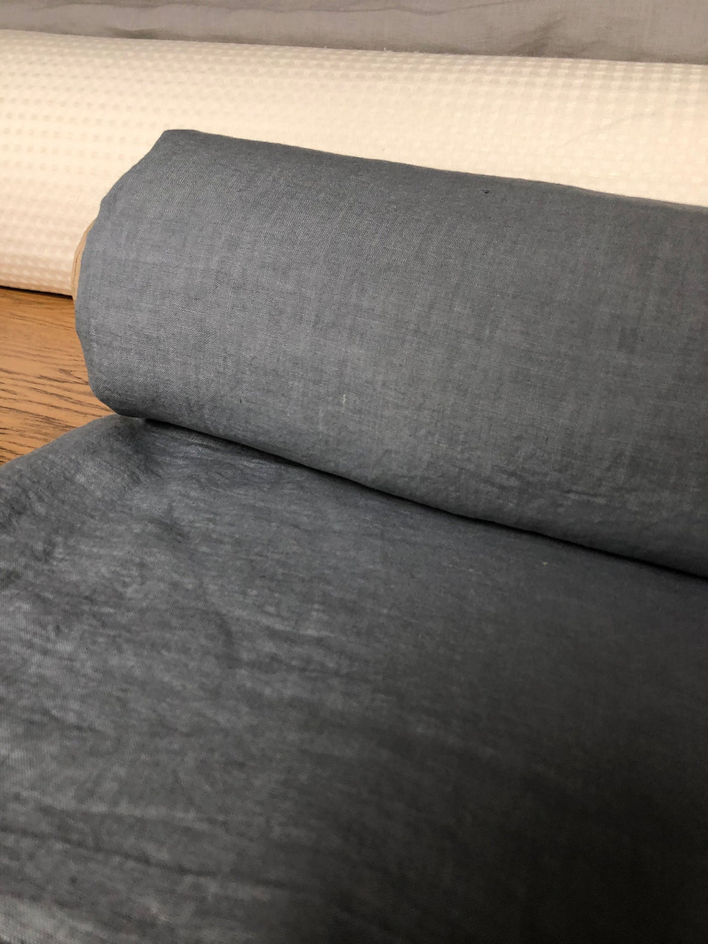 Extra Wide Steel Gray Linen Fabric: Softened Bedding & Sewing Material